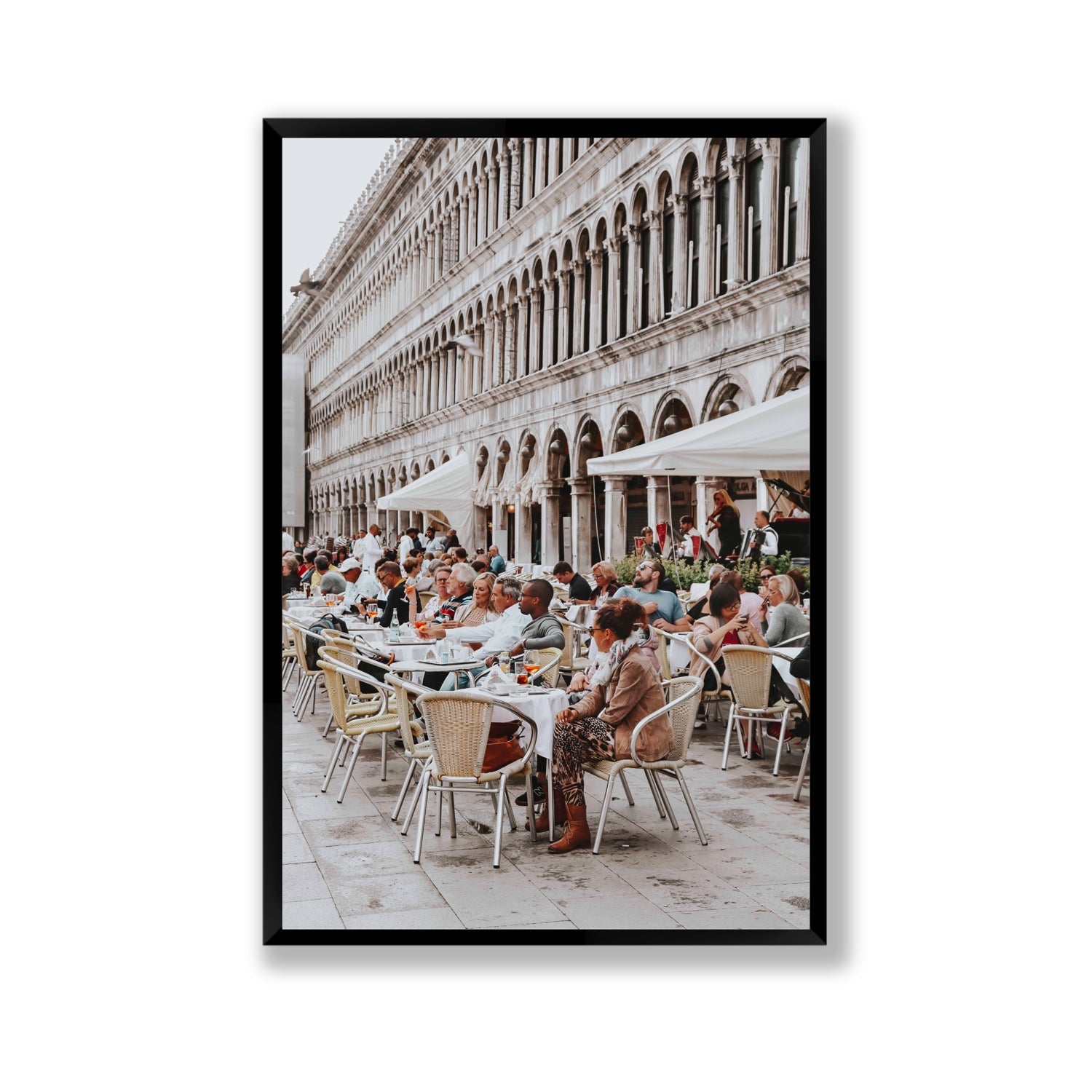 Lunchbreak Venice Italian wall art Gallery full-bleed fine art print in black frame