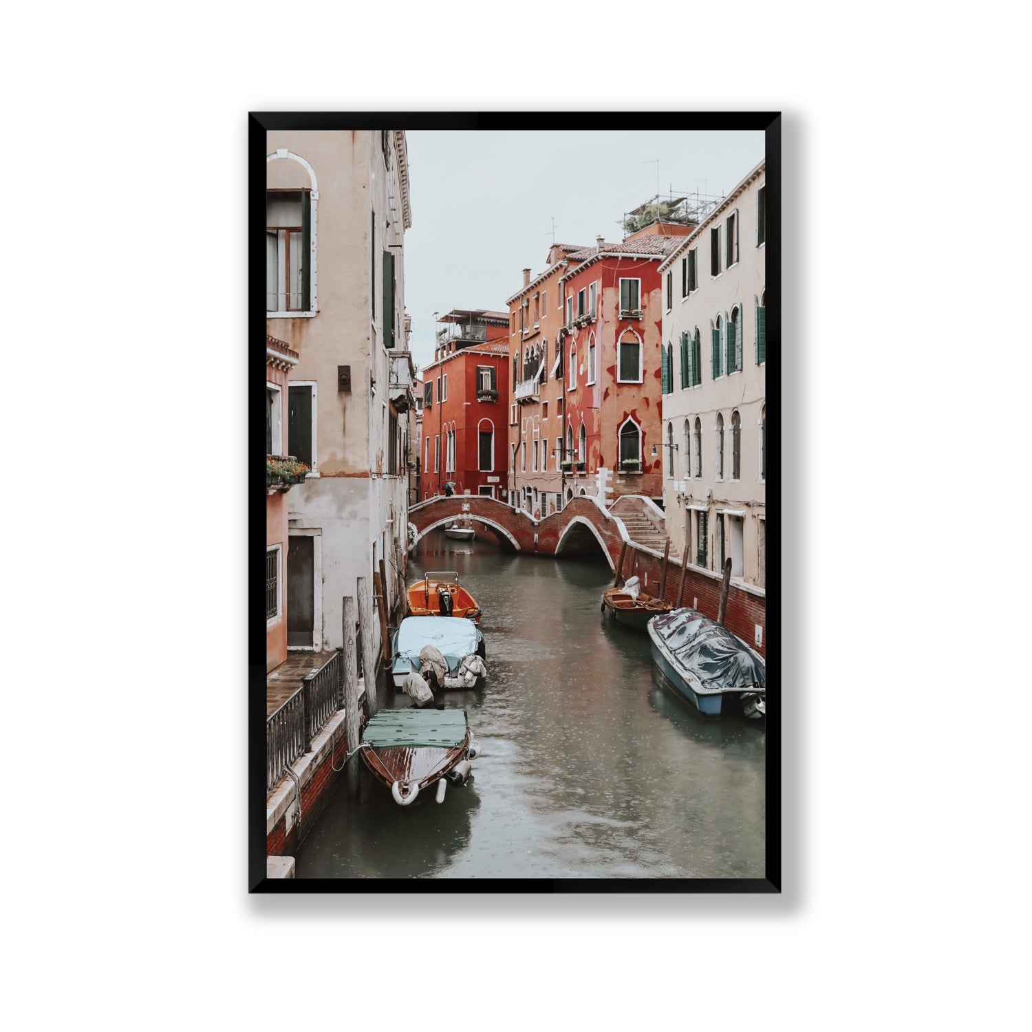 City of Water Venice Italian Mediterranean decor wall art Gallery full-bleed fine art print in black frame