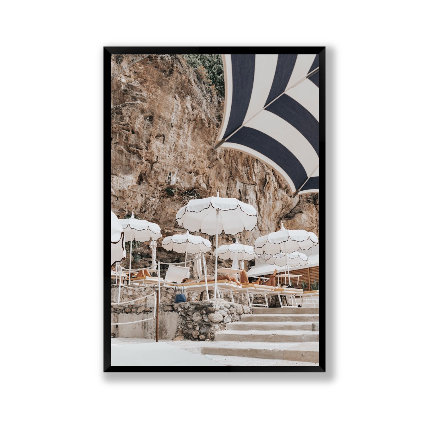 Rocky Refuge fine art print, Positano, Italy, Gallery, Black Frame · Full Bleed, Fine Art Print