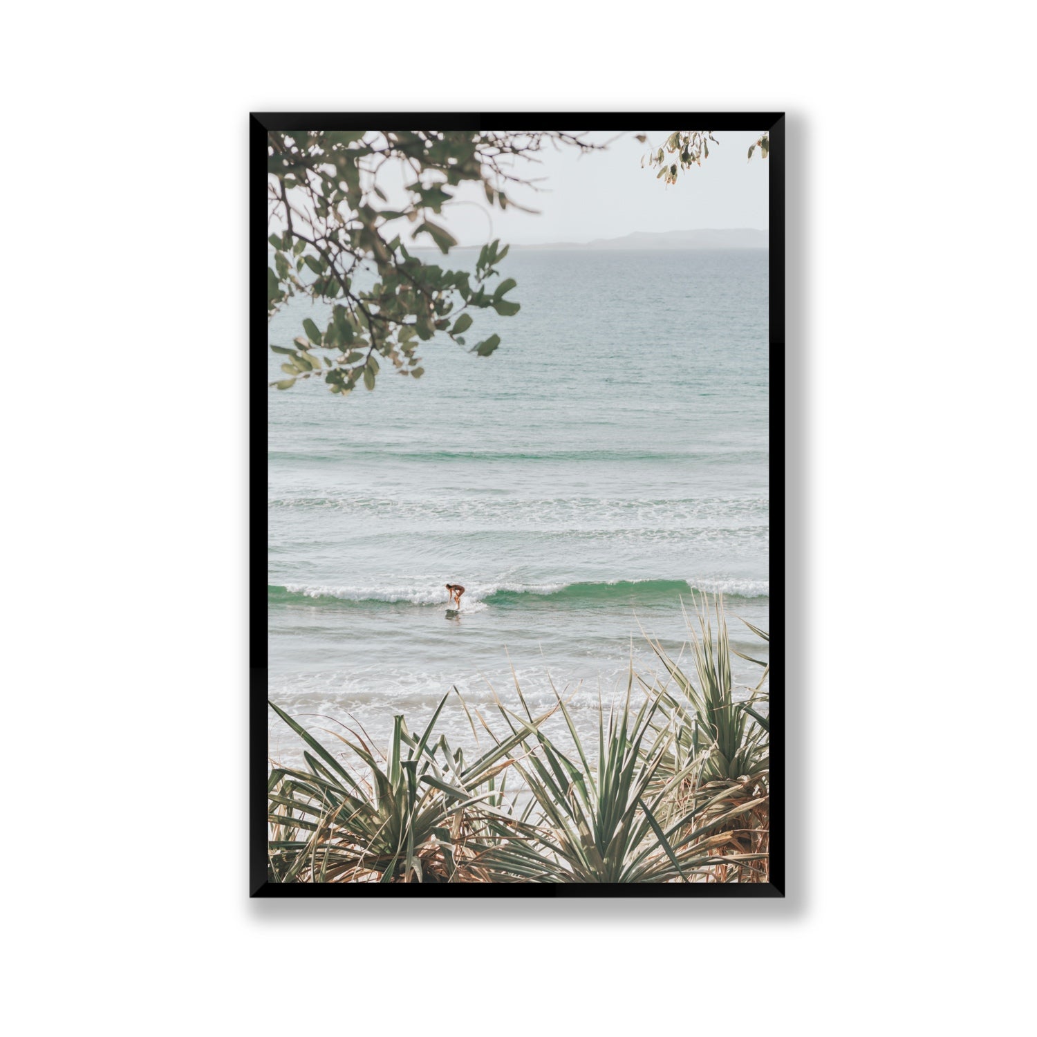 Dream Boat fine art print, Noosa, Australia, coastal scenes artwork, Gallery, Black Frame · Full Bleed, Fine Art Print