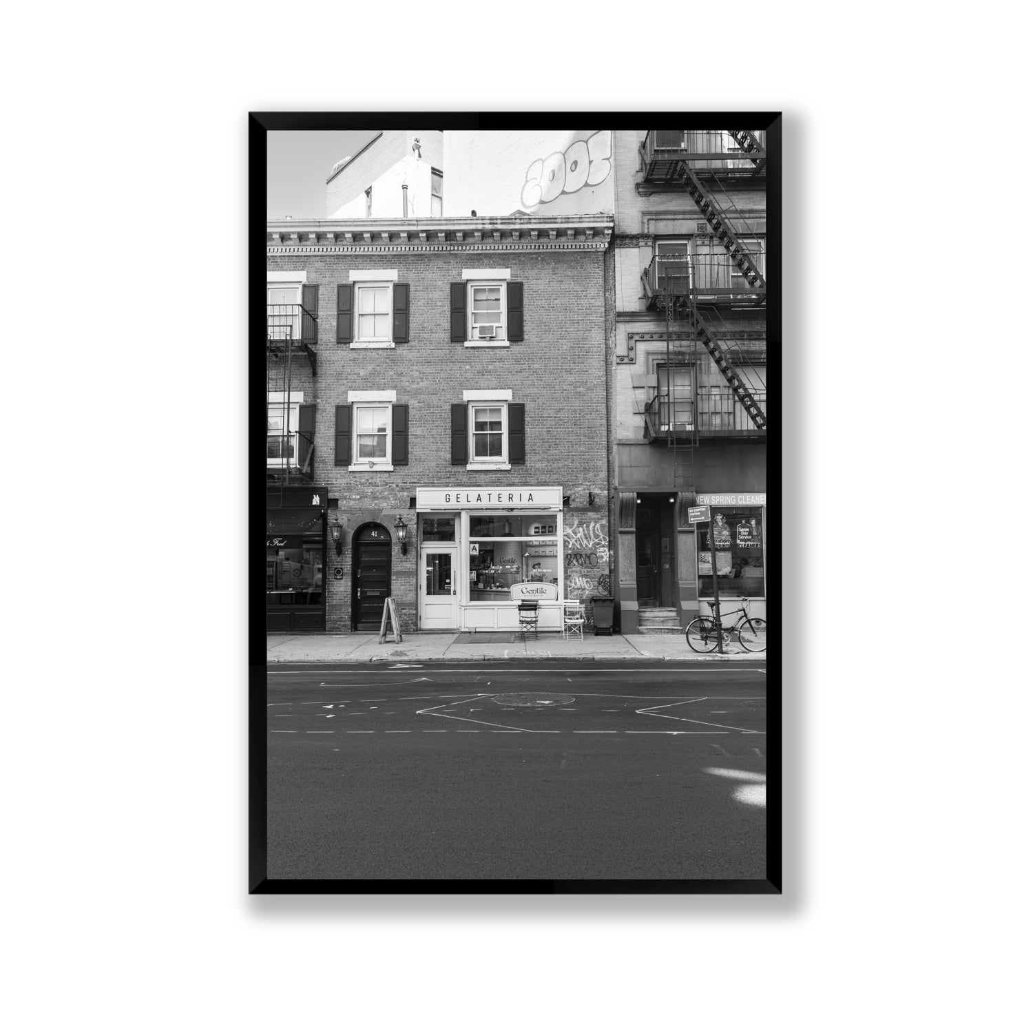 Gelateria New York NYC Black & White wall art Gallery full-bleed fine art print in black frame