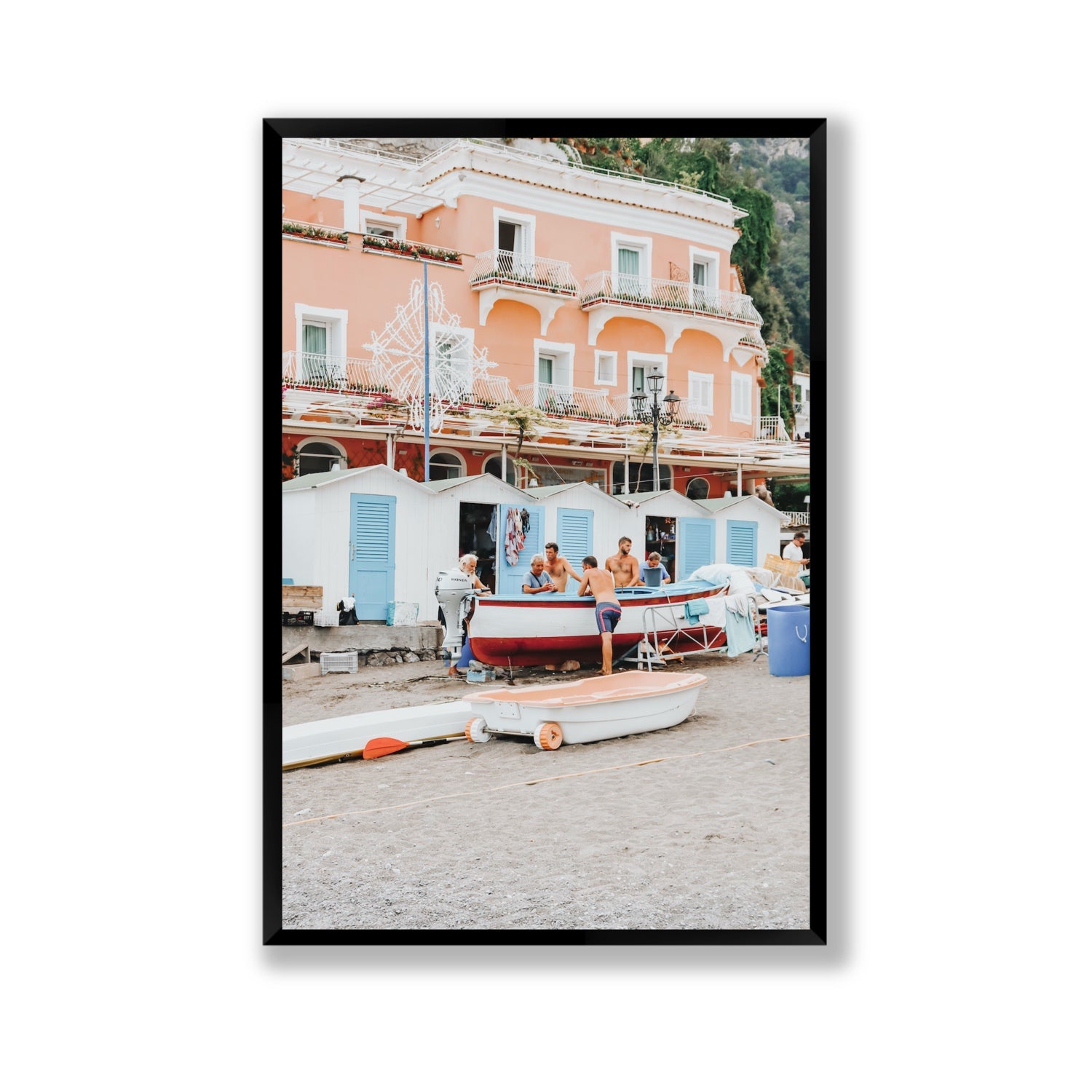 La Riunione della Mattina fine art print, Positano, Italy, Gallery, Black Frame · Full Bleed, Fine Art Print