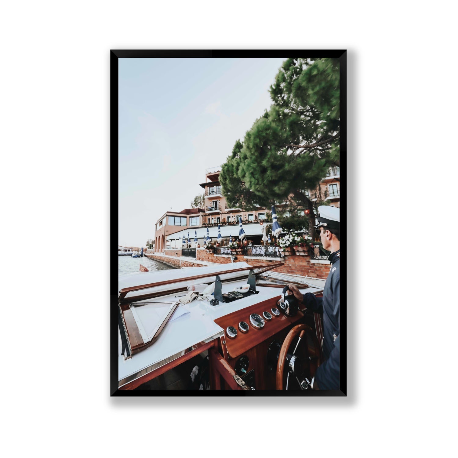 The Driver Venice Canal Italian wall art Gallery full-bleed fine art print in black frame