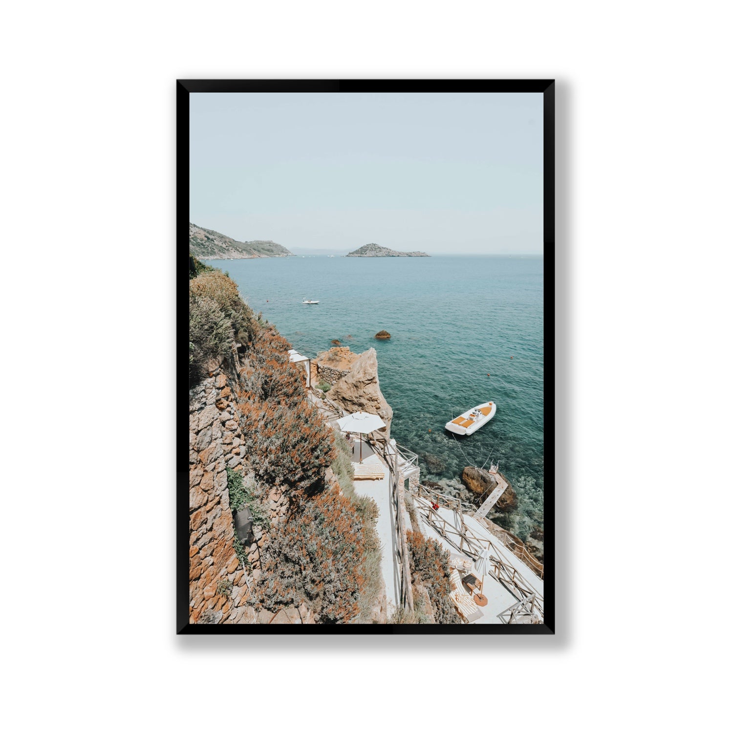 Front Row Seat Tuscany coastal wall art Gallery full-bleed fine art print in black frame