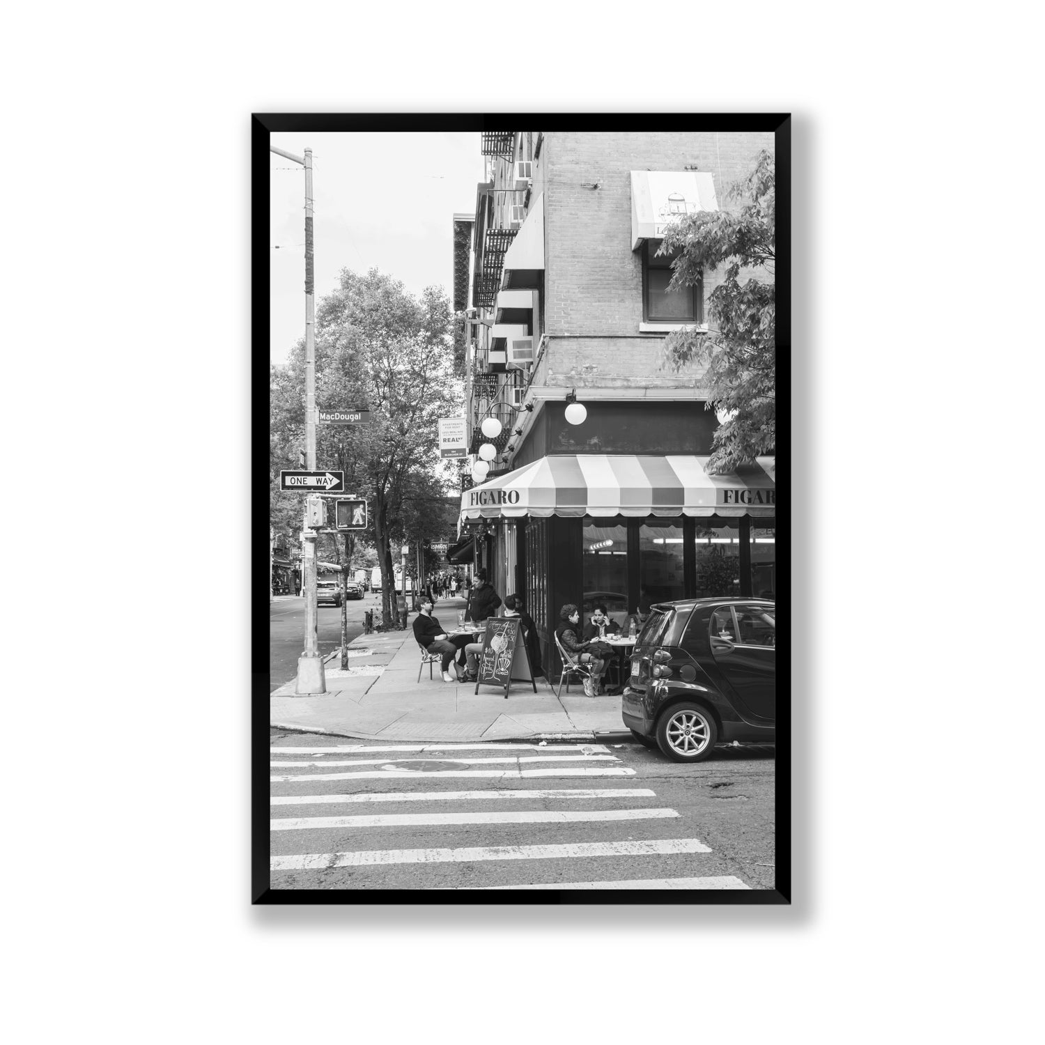 Figaro New York NYC Black & White wall art Gallery full-bleed fine art print in black frame