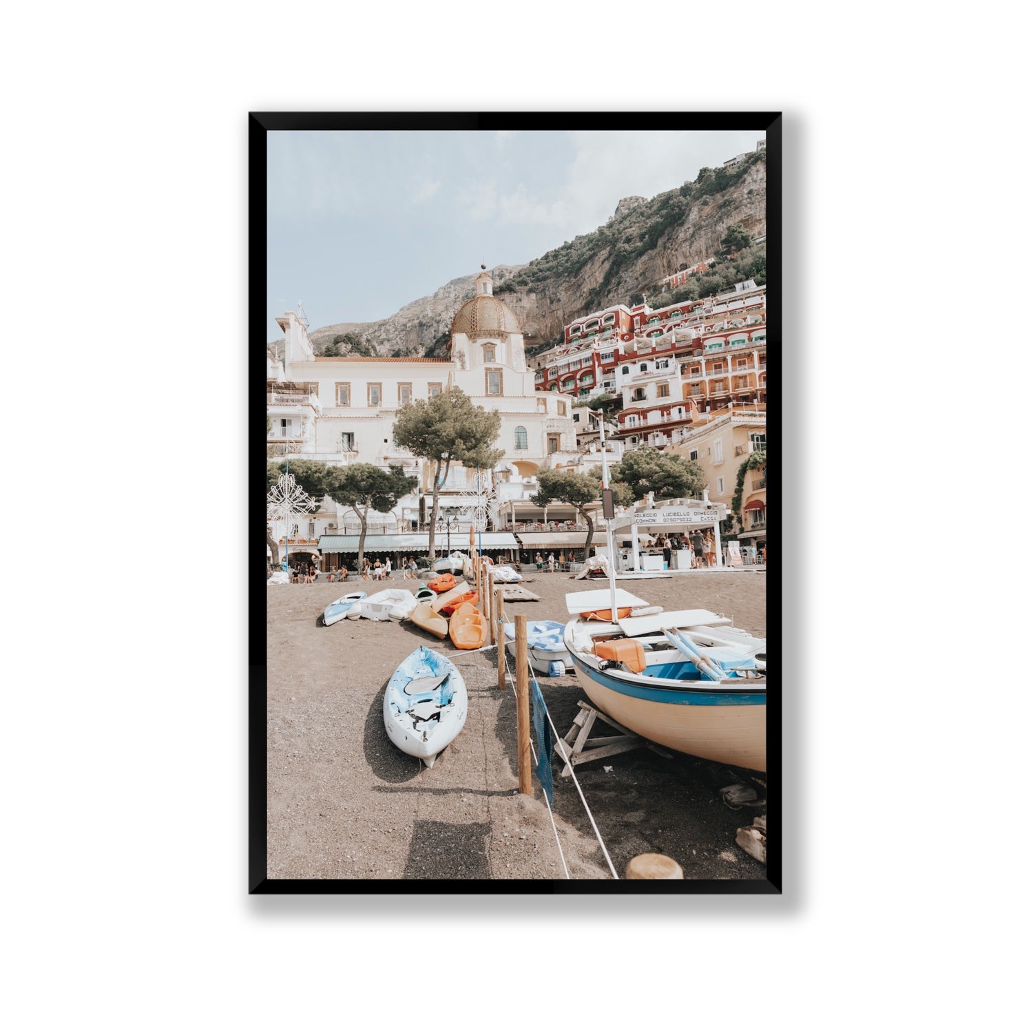 Seaside Hues Positano wall art Gallery full-bleed fine art print in black frame