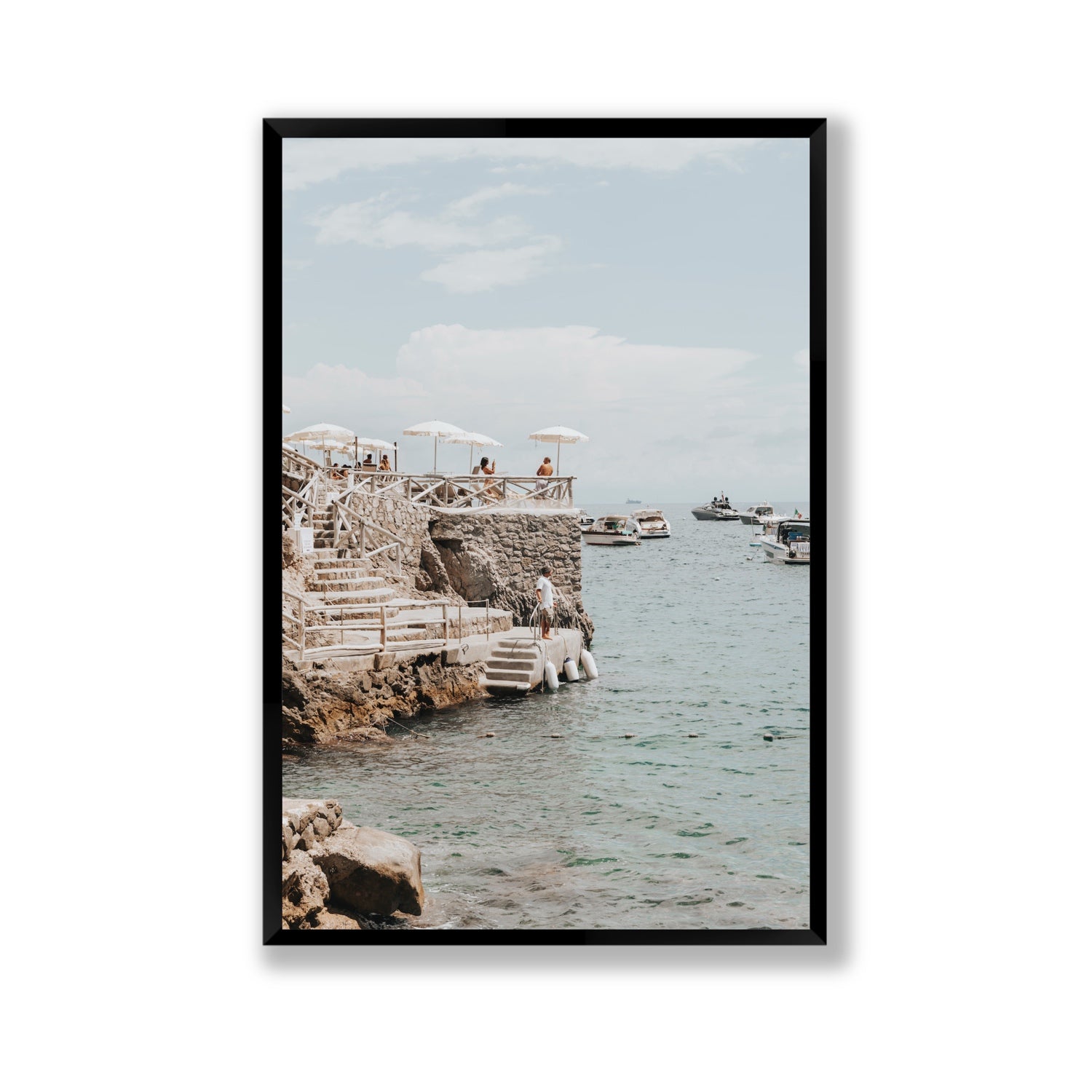 Pier Patrol fine art print, Nerano, Italy, Gallery, Black Frame · Full Bleed, Fine Art Print