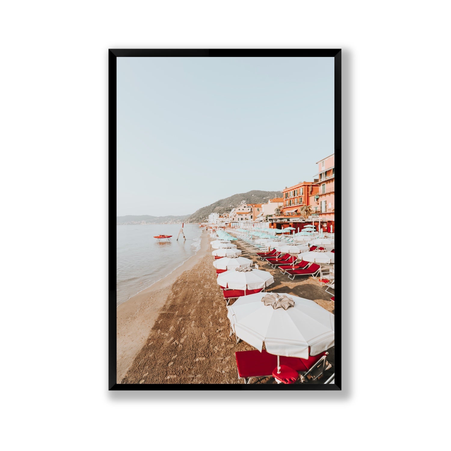 Italian Riviera fine art print, Alassio, Italy, coastal scenes artwork, Gallery, Black Frame · Full Bleed, Fine Art Print