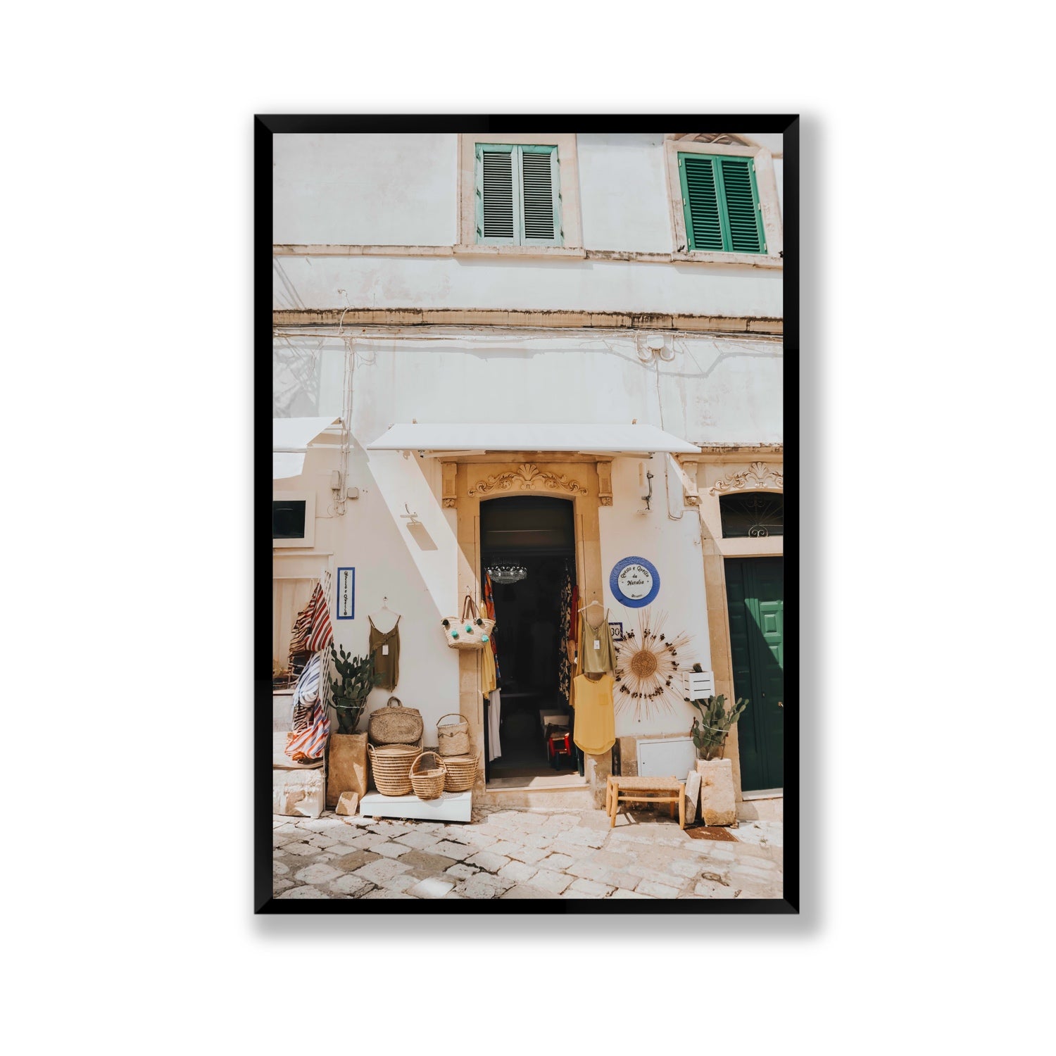 Artisan Ambience Puglia Italian wall art Gallery full-bleed fine art print in black frame