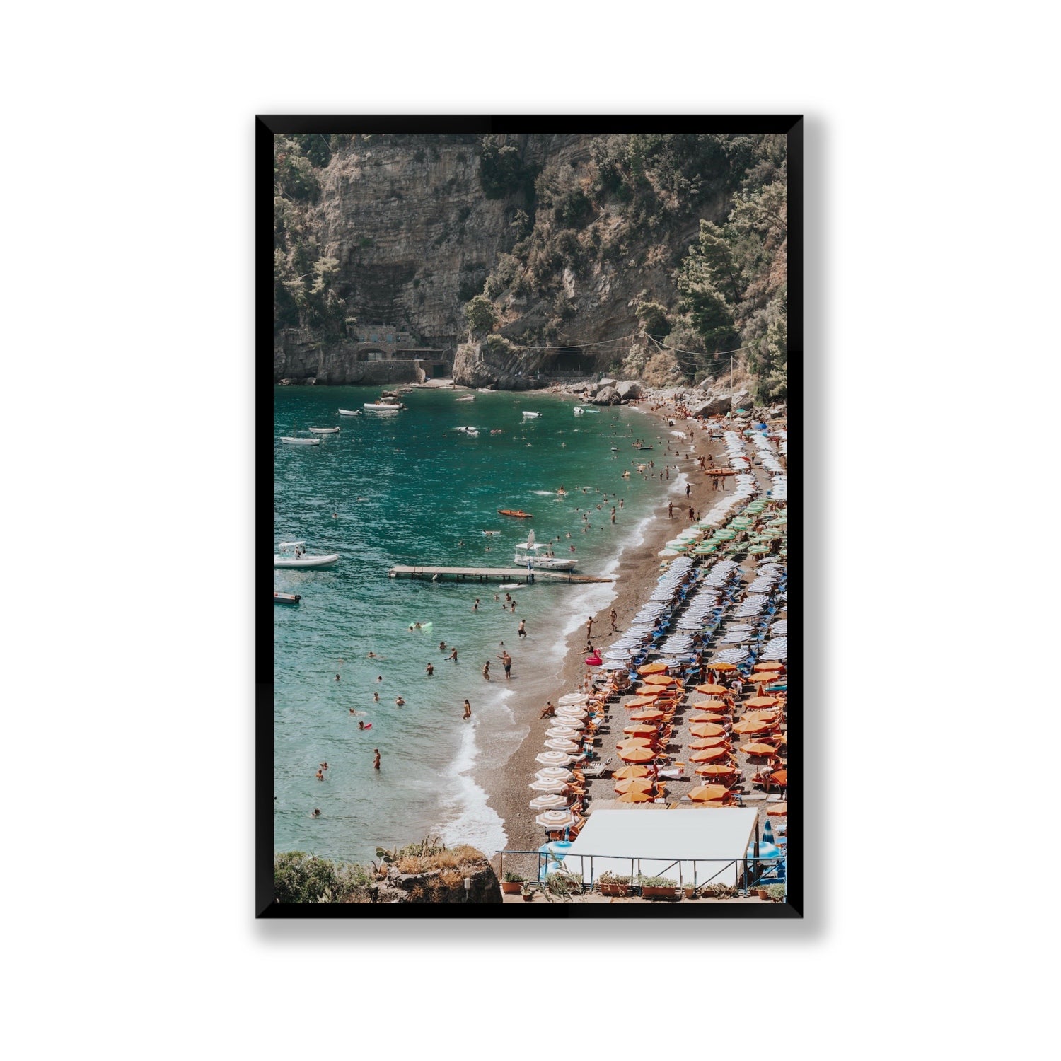 Parasol Panorama fine art print, Positano, Italy, Gallery, Black Frame · Full Bleed, Fine Art Print