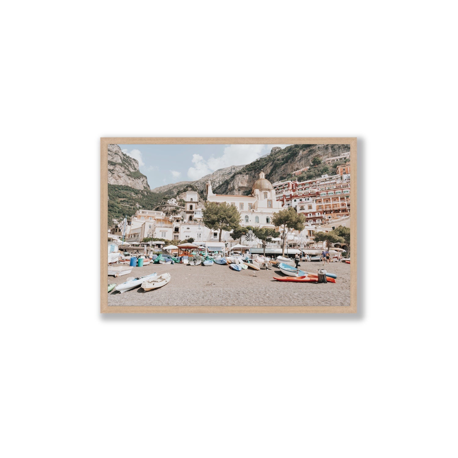 Pastel Paradise fine art print, Positano, Italy, Large, Natural Oak Frame · Full Bleed, Fine Art Print