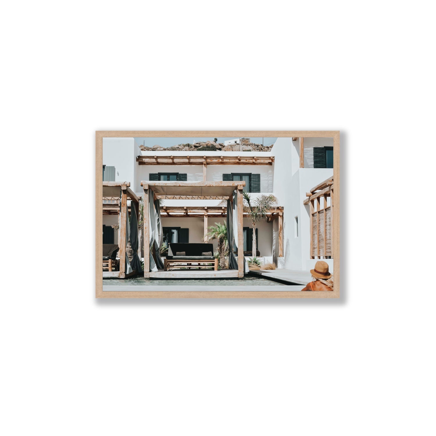 Dream Villa fine art print, Mykonos, Greece, Large, Natural Oak Frame · Full Bleed, Fine Art Print