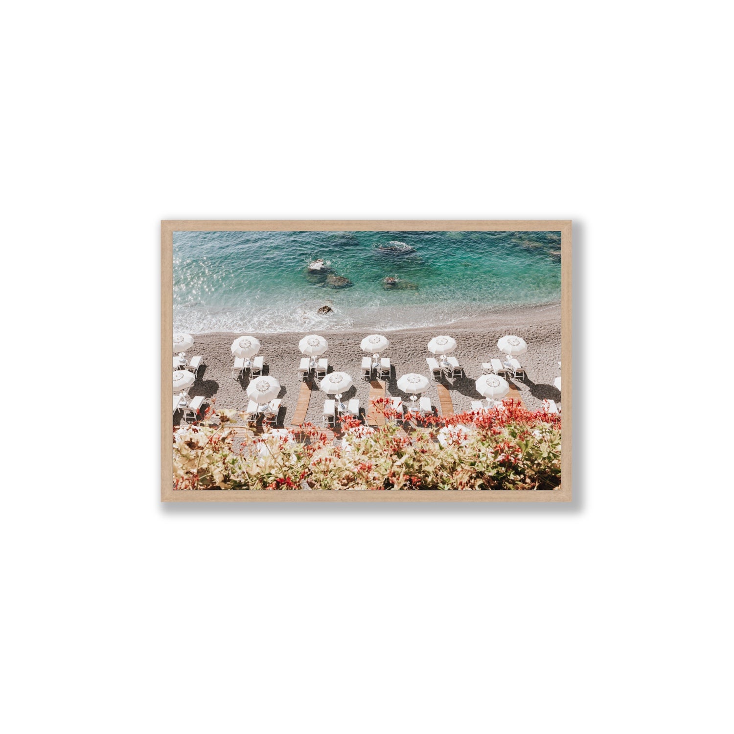 Coastal Charms fine art print, Amalfi, Italy, Large, Natural Oak Frame · Full Bleed, Fine Art Print