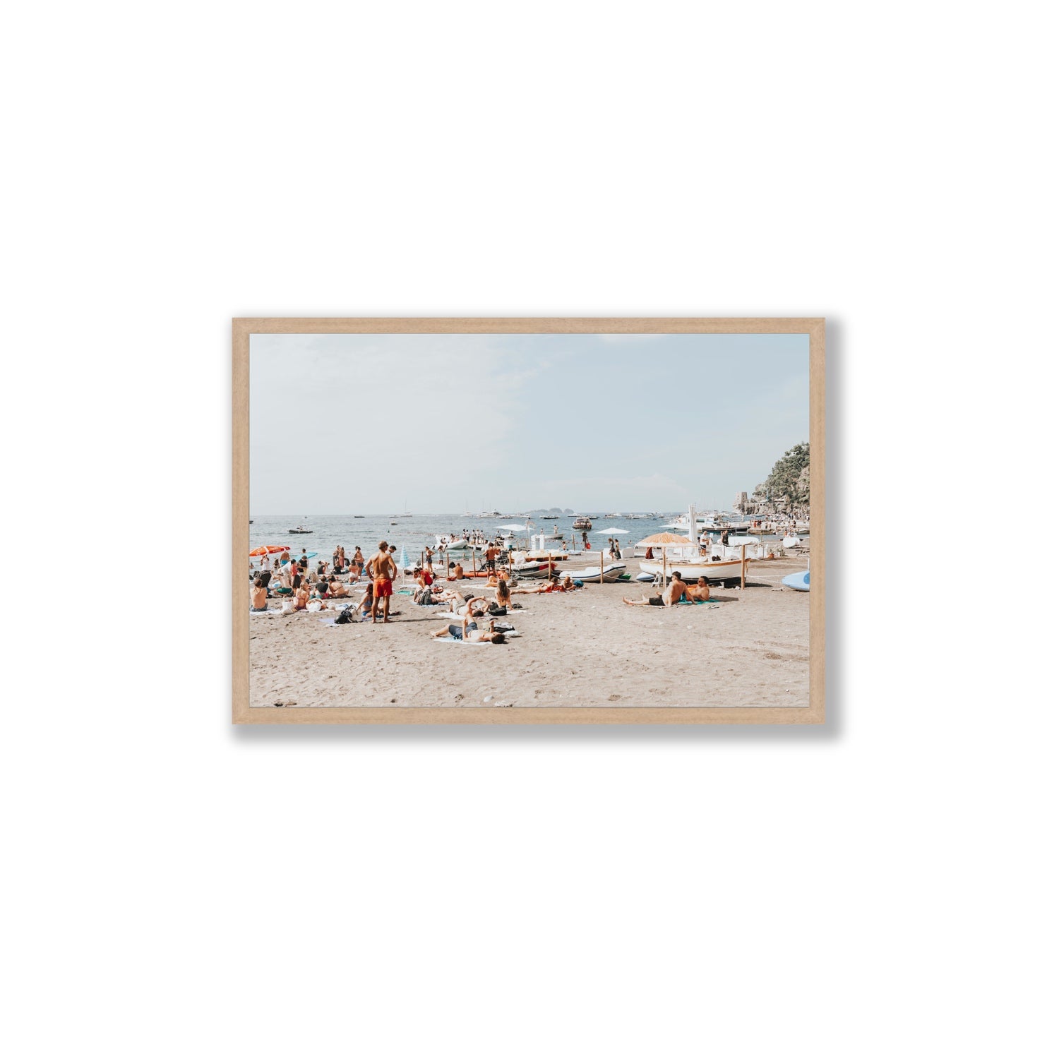 Beachy Vibes fine art print, Positano, Italy, Large, Natural Oak Frame · Full Bleed, Fine Art Print