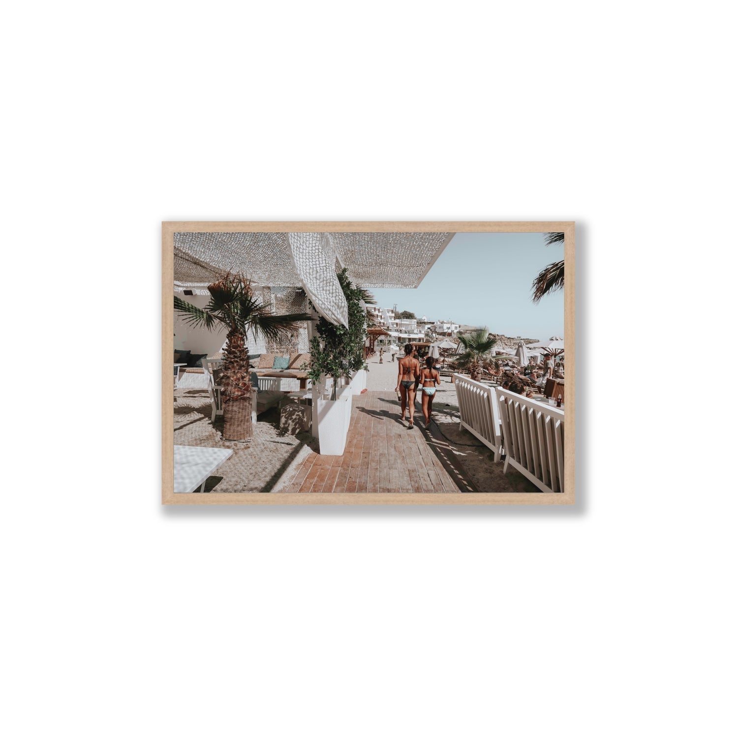 Mitera Kori Mykonos Greek island wall art Large full-bleed fine art print in natural oak frame