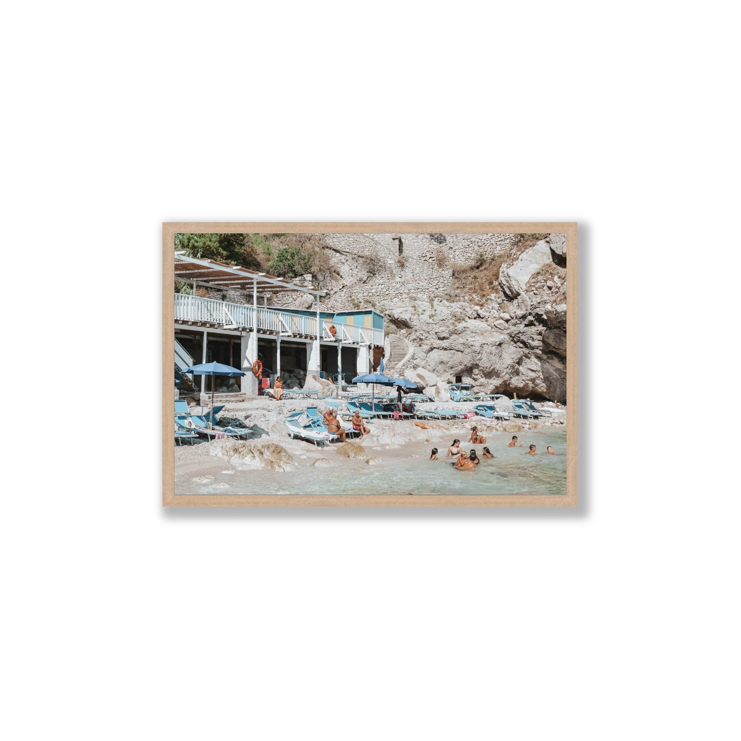 Beachside Bronze fine art print, Capri, Italy, Large, Natural Oak Frame · Full Bleed, Fine Art Print