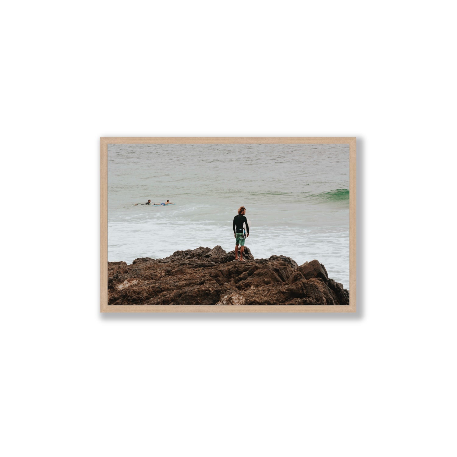 Let The Sea Set You Free Byron Bay Surf wall art Large full-bleed fine art print in natural oak frame