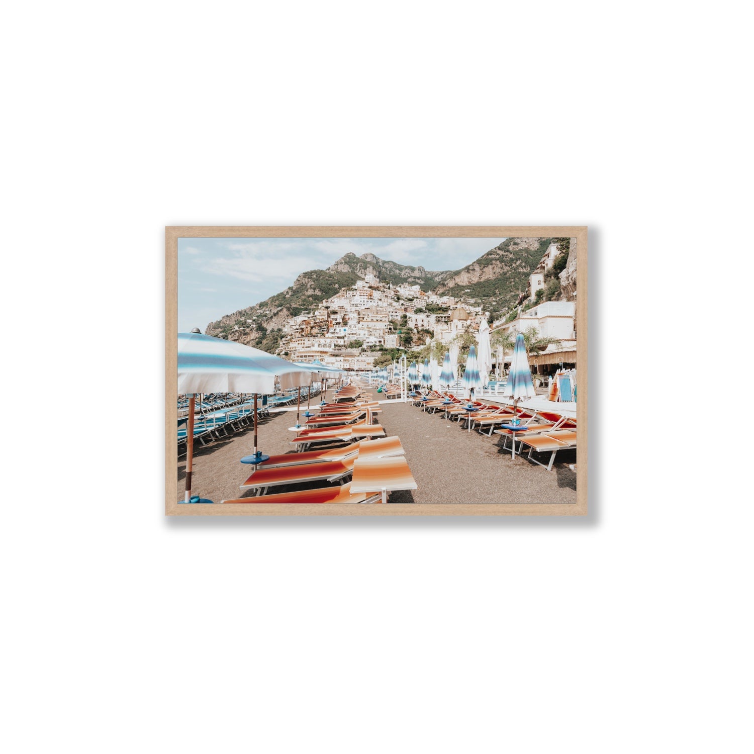 Spiaggia Grande fine art print, Positano, Italy, Large, Natural Oak Frame · Full Bleed, Fine Art Print