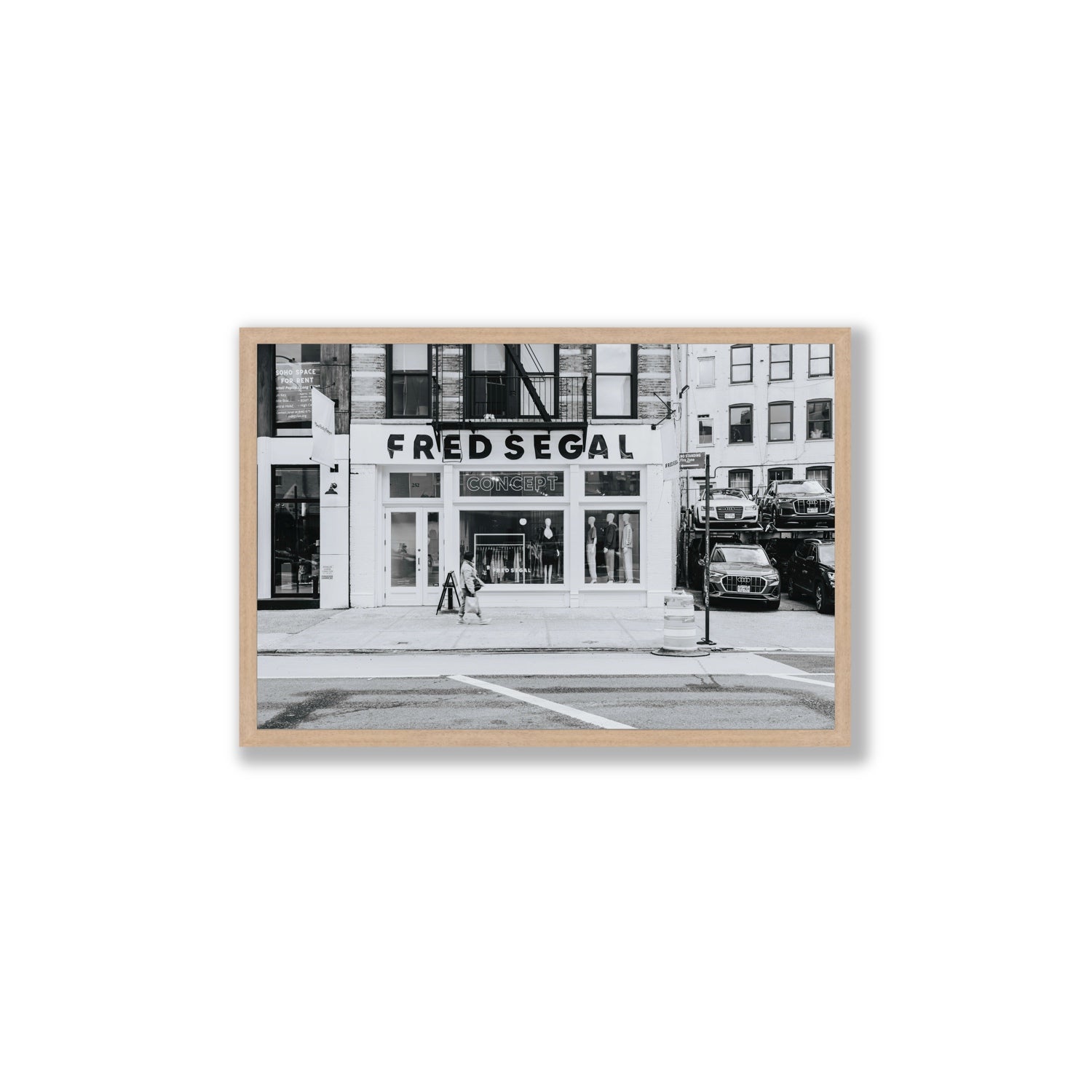 Noir York New York NYC Black & White wall art Large full-bleed fine art print in natural oak frame