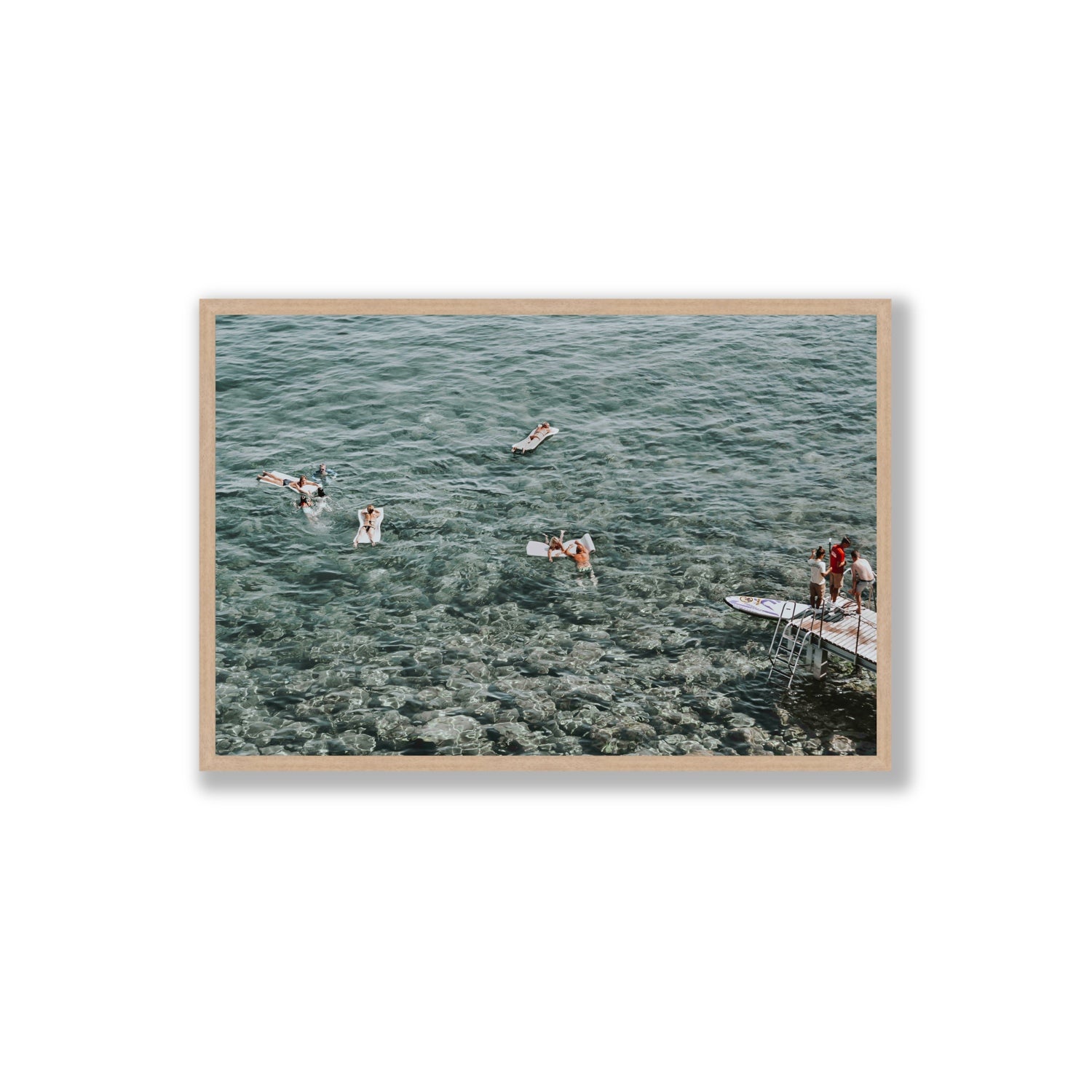 Having A Whale Of A Time Tuscany coastal wall art Extra Large full-bleed fine art print in natural oak frame