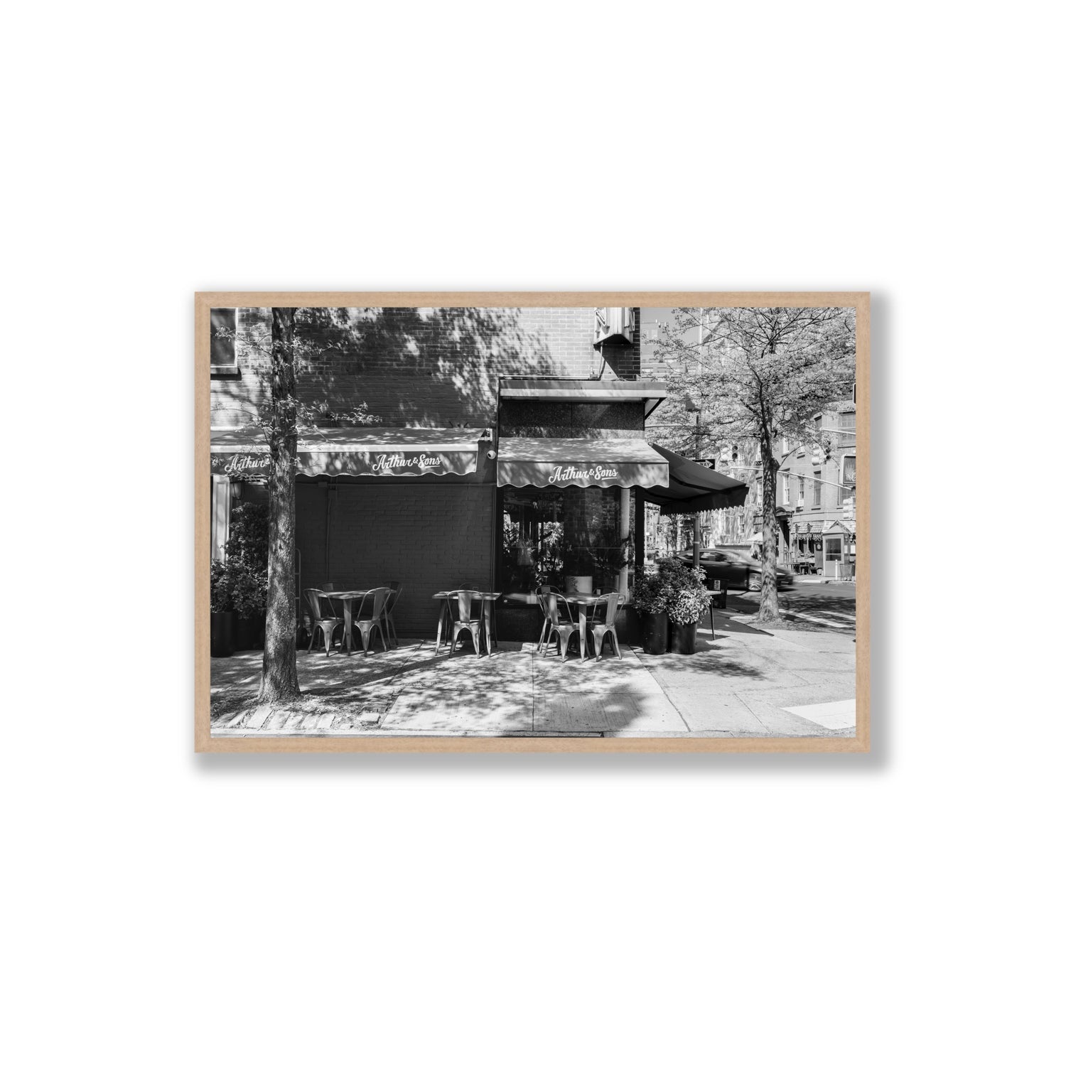 Arthur's Corner New York NYC Restaurant wall art Extra Large full-bleed fine art print in natural oak frame