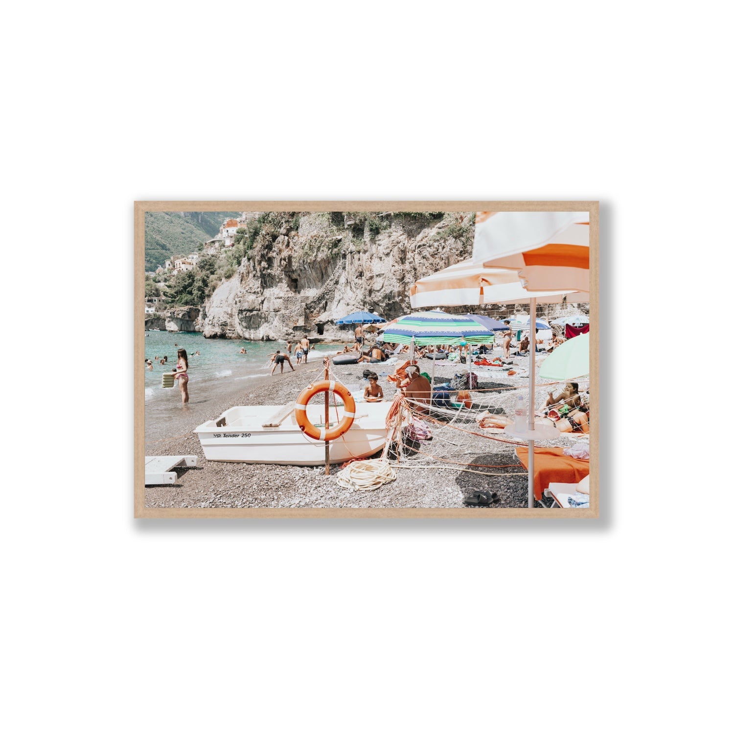 Bellezza By The Bay fine art print, Positano, Italy, Extra Large, Natural Oak Frame · Full Bleed, Fine Art Print