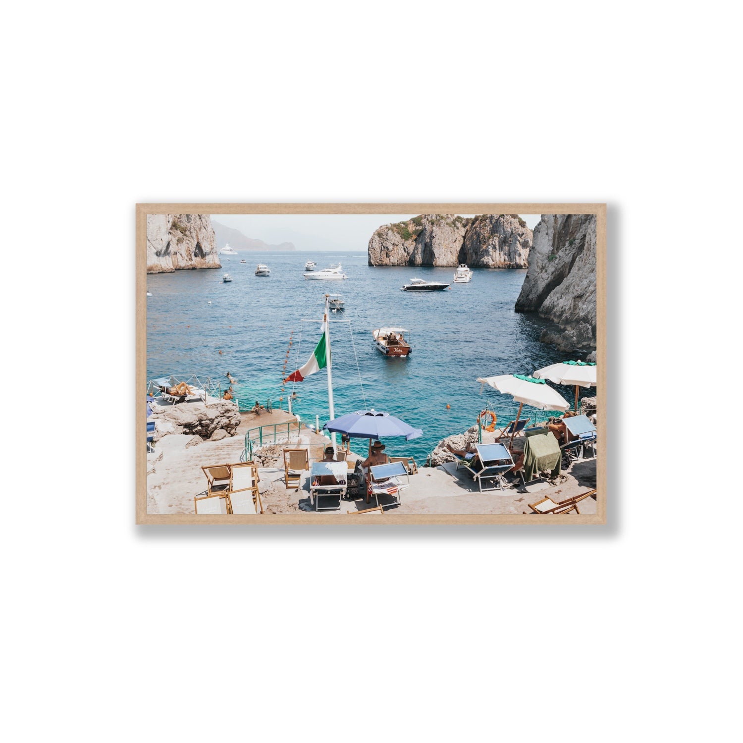 Smooth Sailing fine art print, Capri, Italy, Extra Large, Natural Oak Frame · Full Bleed, Fine Art Print