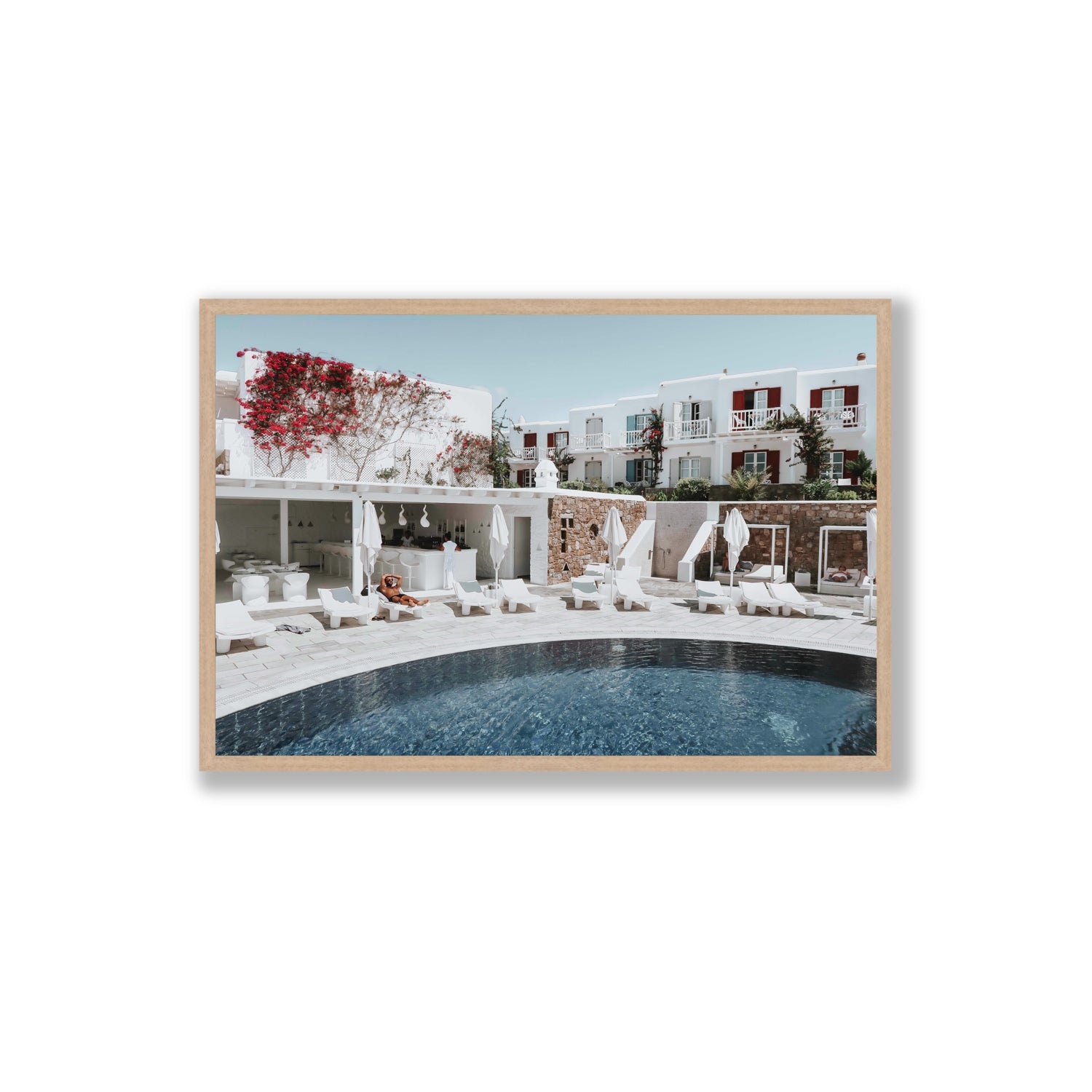 Got The First Lounge fine art print, Mykonos, Greece, Extra Large, Natural Oak Frame · Full Bleed, Fine Art Print