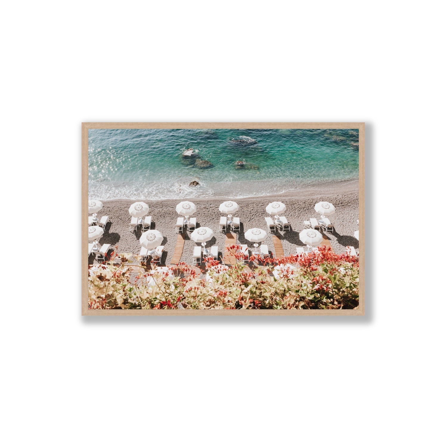 Coastal Charms fine art print, Amalfi, Italy, Extra Large, Natural Oak Frame · Full Bleed, Fine Art Print