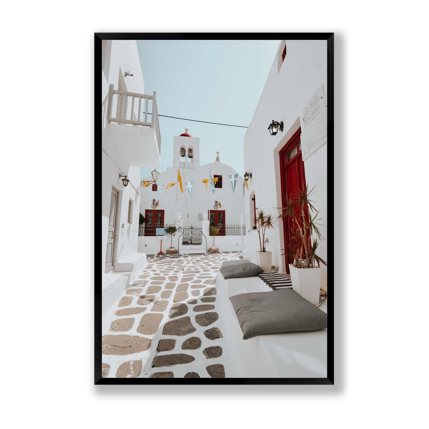 Cycladic Charm fine art print, Mykonos, Greece, Statement, Black Frame · Full Bleed, Fine Art Print