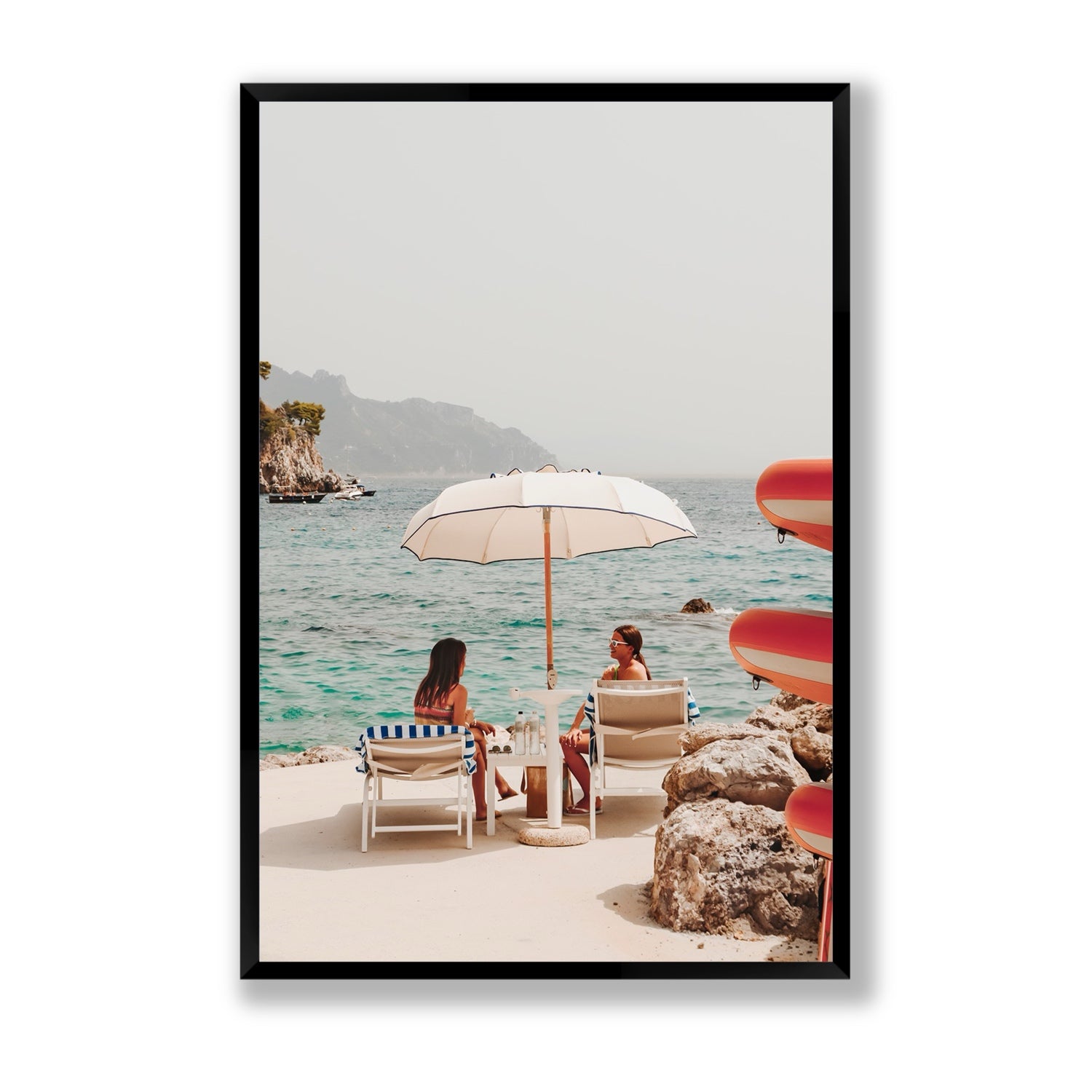 Salty Banter Amalfi Mediterranean wall art Statement full-bleed fine art print in black frame