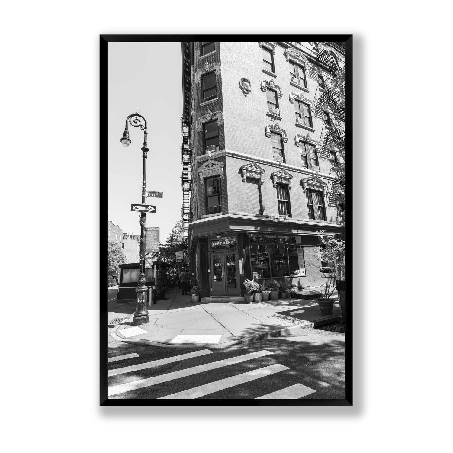 Parisian On Perry New York NYC Black & White wall art Statement full-bleed fine art print in black frame