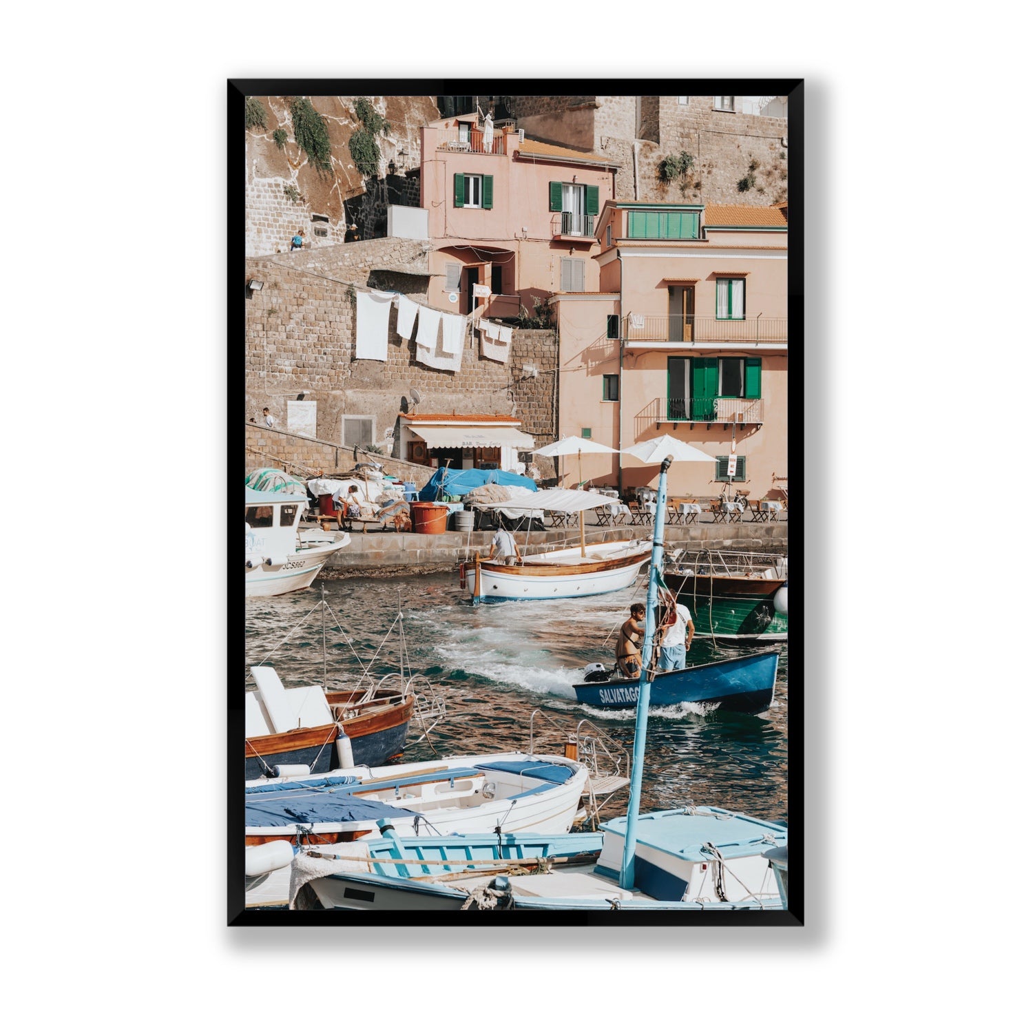 Coastal Carousel fine art print, Sorrento, Italy, Statement, Black Frame · Full Bleed, Fine Art Print