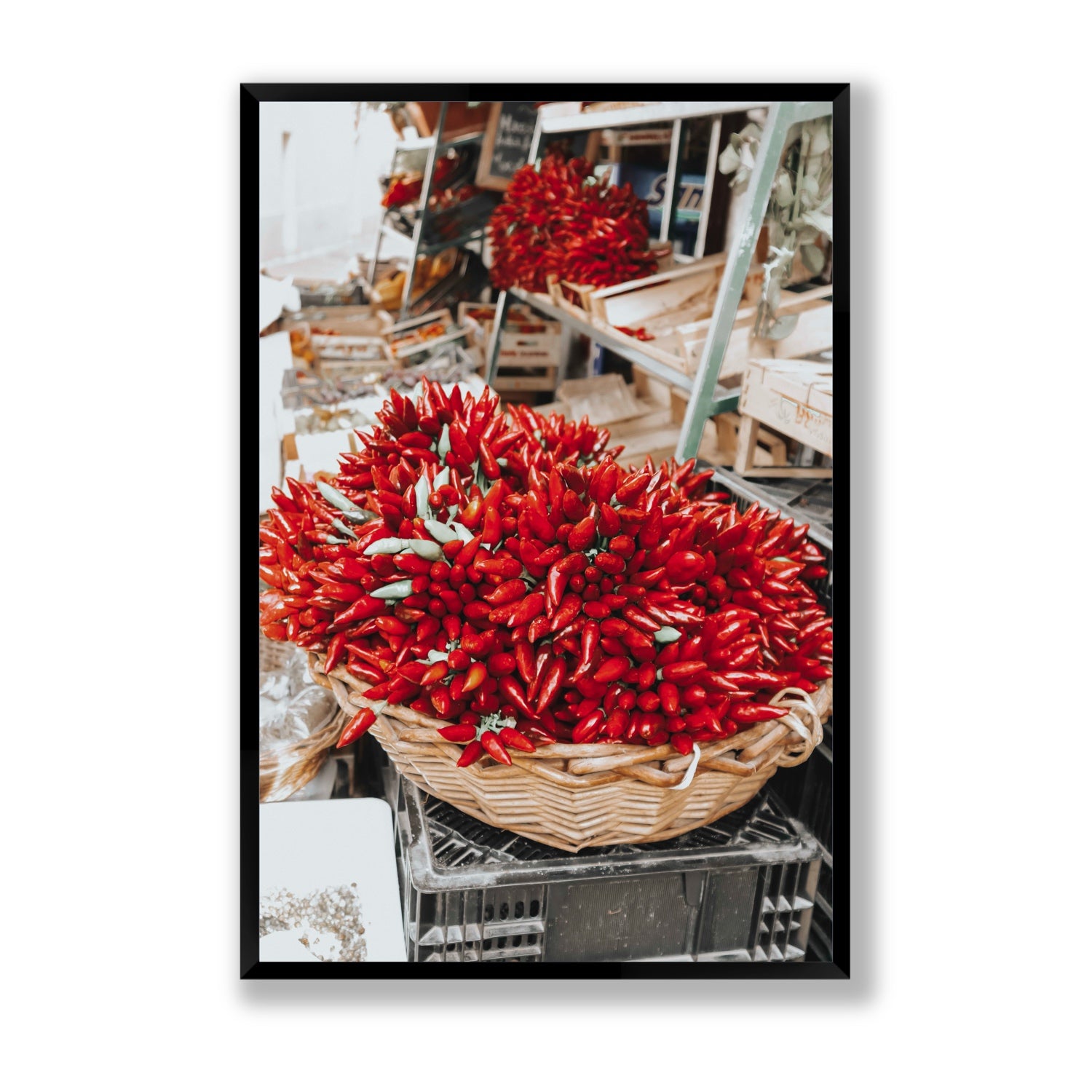 Spicy Bunch Puglia Italian wall art Statement full-bleed fine art print in black frame
