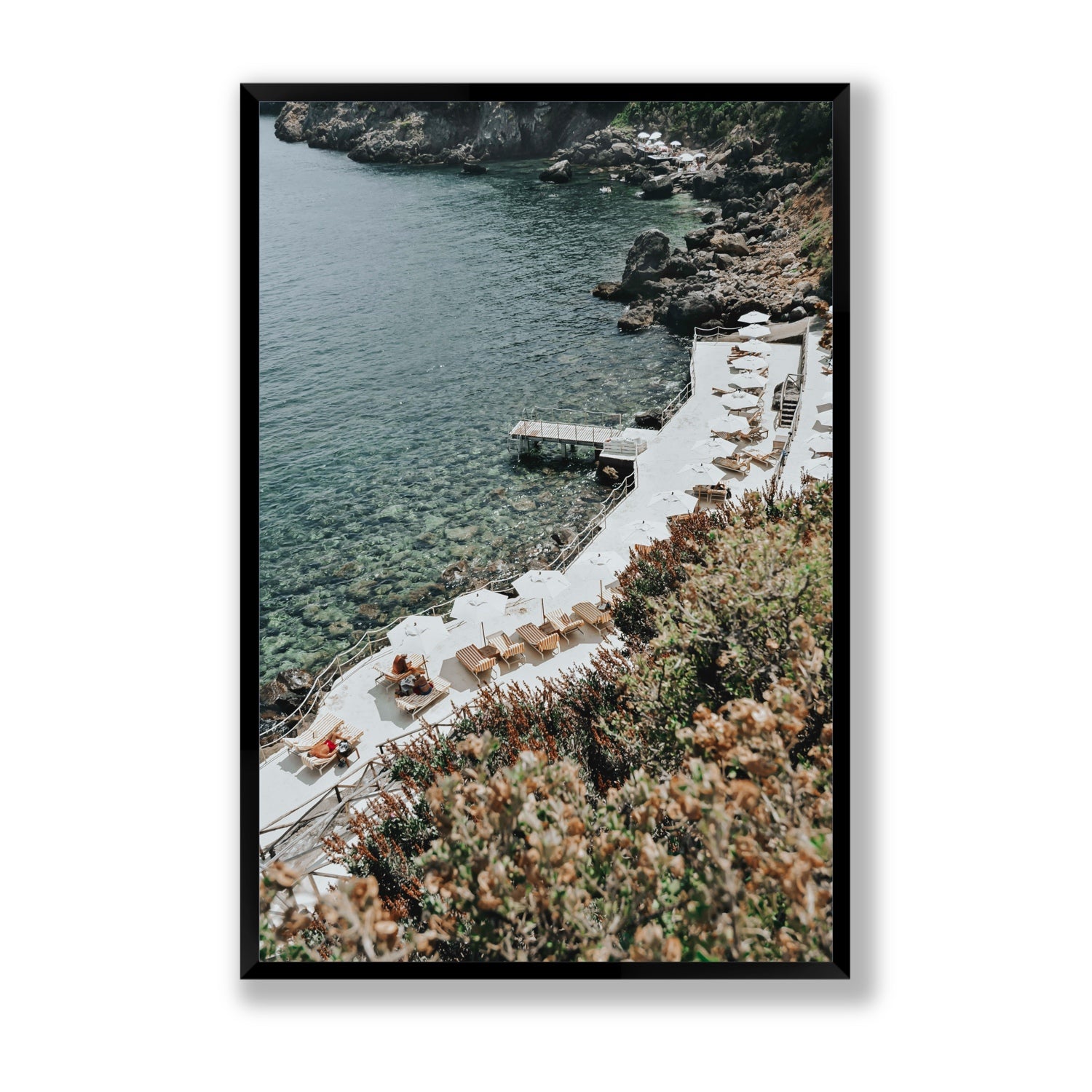 Go Beyond The Postcard Tuscany coastal wall art Statement full-bleed fine art print in black frame