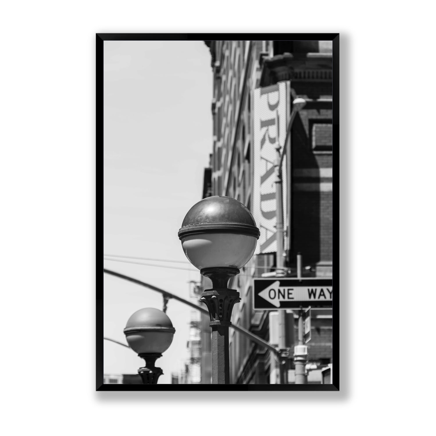 Subway Style New York NYC Black & White wall art Statement full-bleed fine art print in black frame
