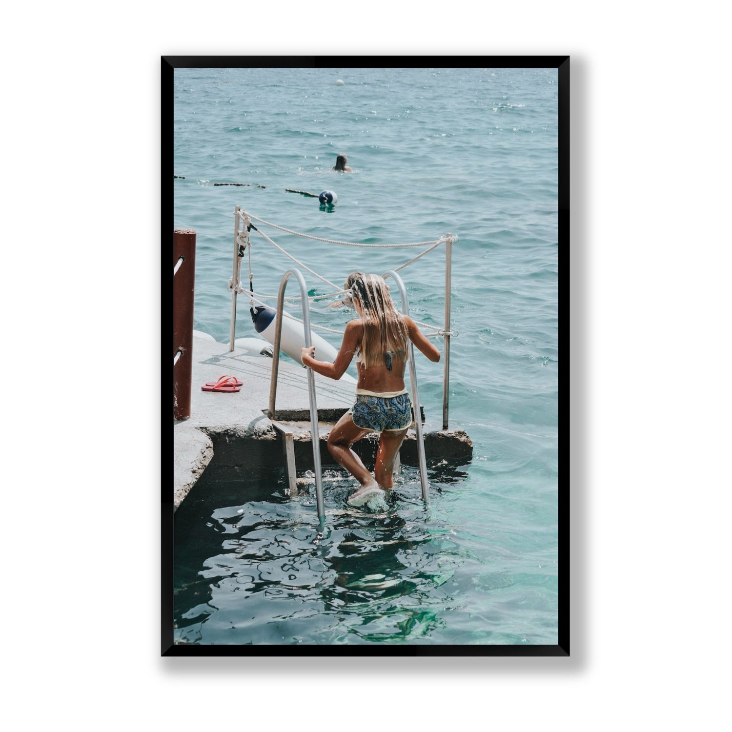 Little Mermaid Capri Mediterranean wall art Statement full-bleed fine art print in black frame