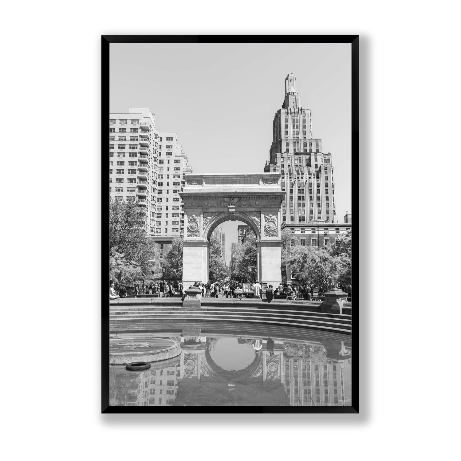 Washington Skyline New York NYC Black & White wall art Statement full-bleed fine art print in black frame