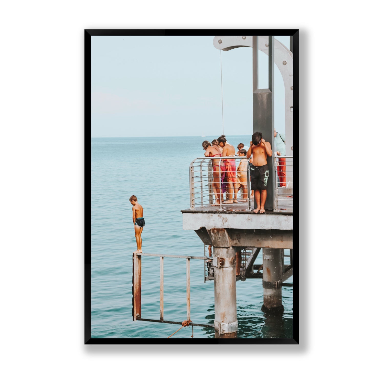 Golden Boy Alassio coastal decor wall art Statement full-bleed fine art print in black frame