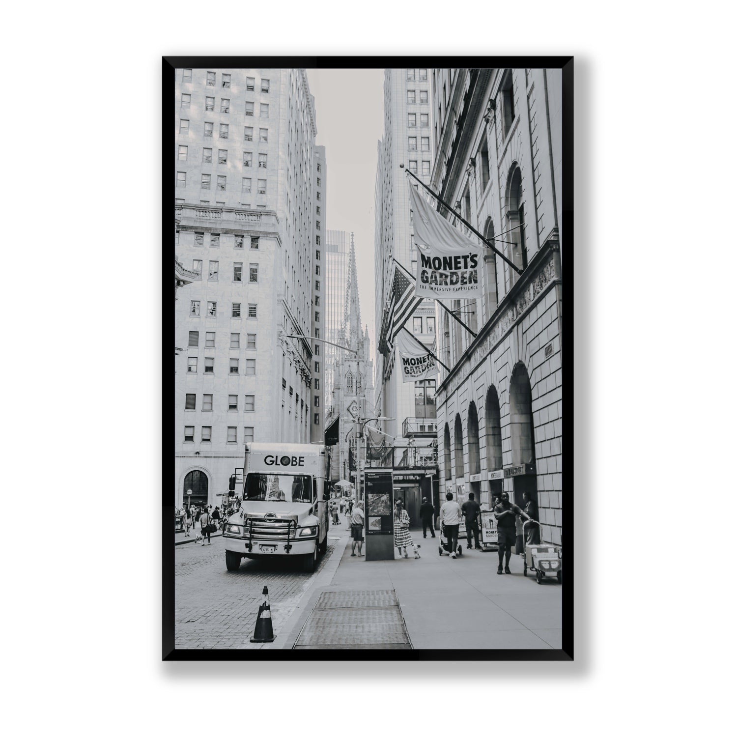 Metropolitan Monotone New York NYC Black & White wall art Statement full-bleed fine art print in black frame