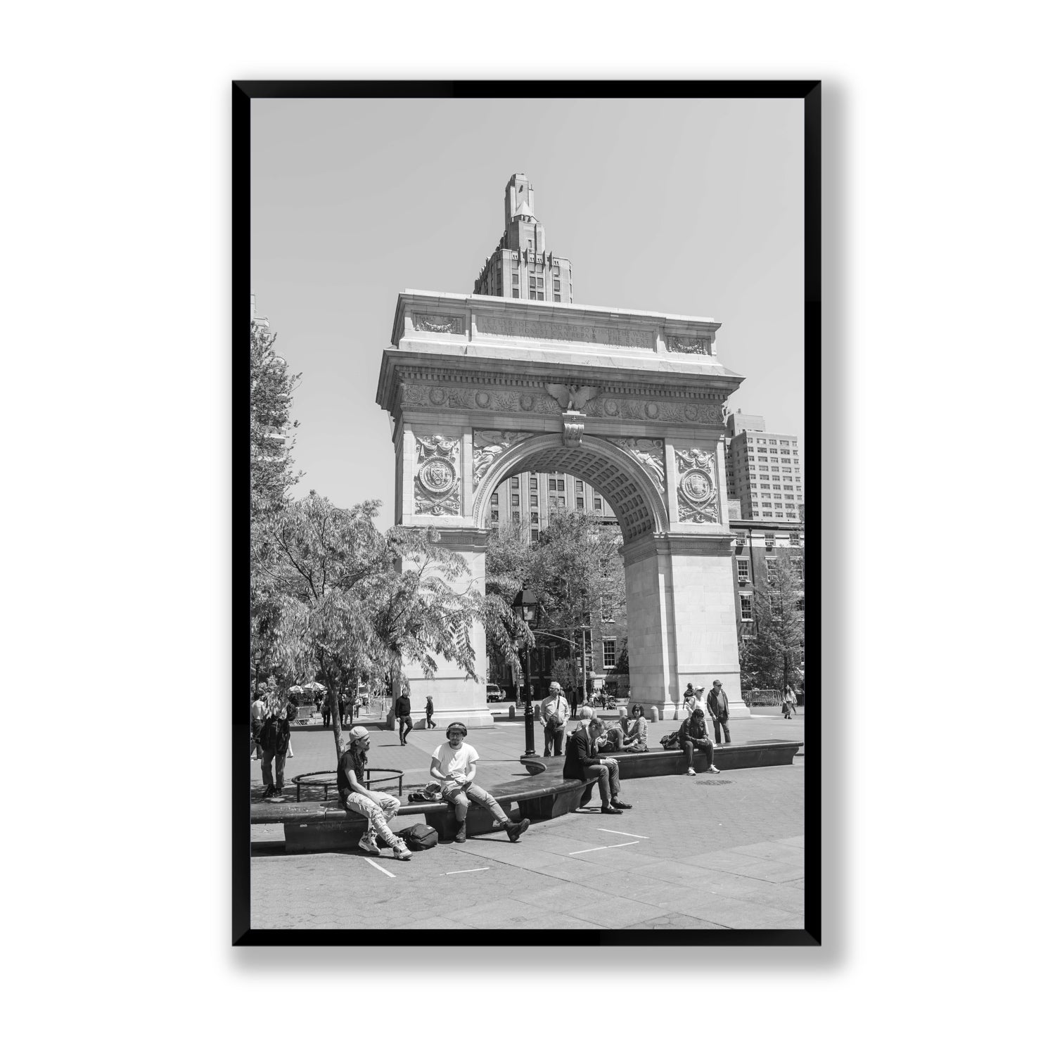 City Picnic New York NYC Black & White wall art Statement full-bleed fine art print in black frame