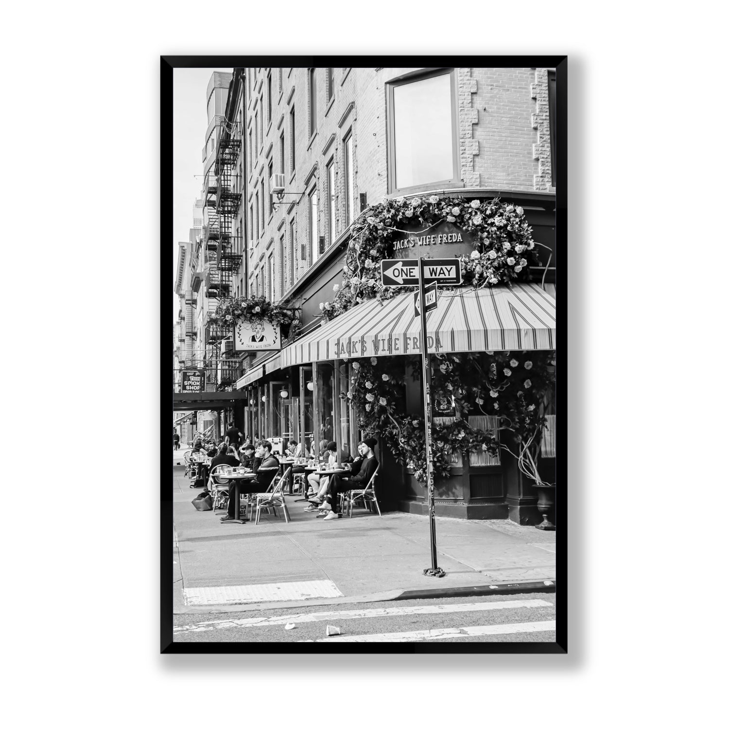 Freda's Feast New York NYC Black & White wall art Statement full-bleed fine art print in black frame