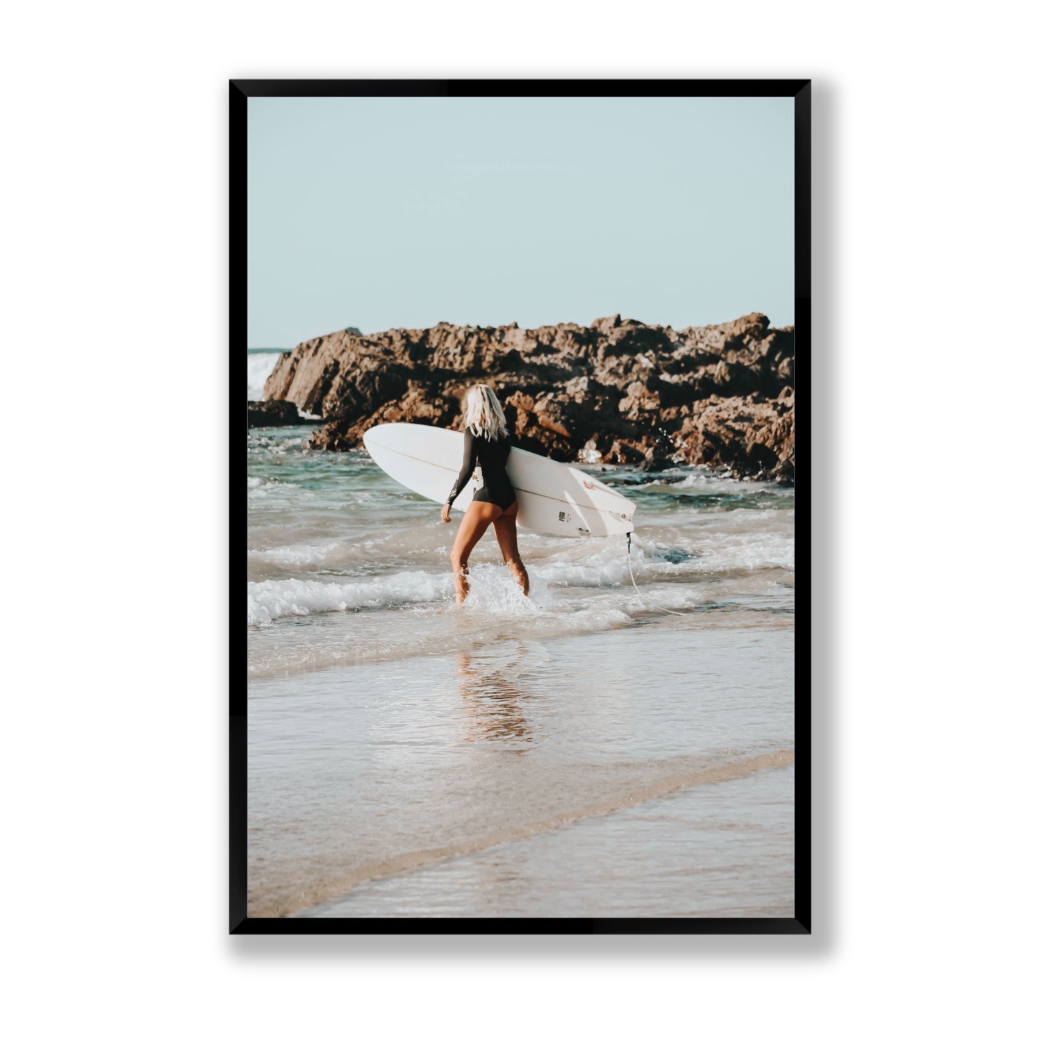 Bethany Byron Bay Surf coastal decor wall art Statement full-bleed fine art print in black frame
