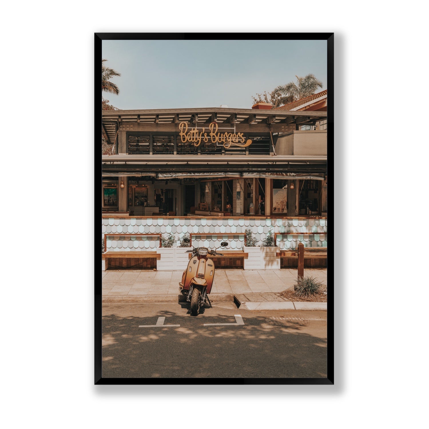 Noosa Nostalgia fine art print, Noosa, Australia, coastal scenes artwork, Statement, Black Frame · Full Bleed, Fine Art Print