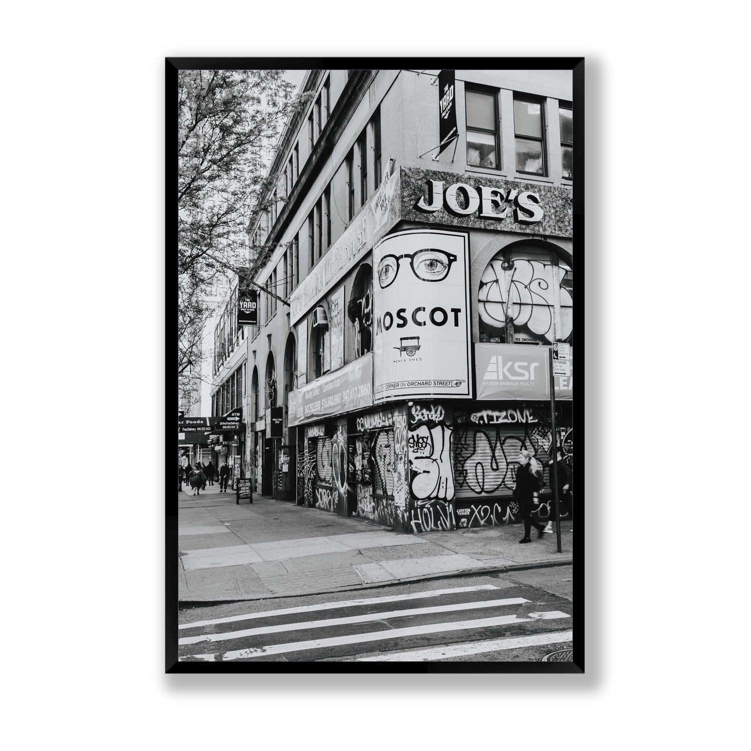 Lower East Side Murals New York NYC Black & White wall art Statement full-bleed fine art print in black frame