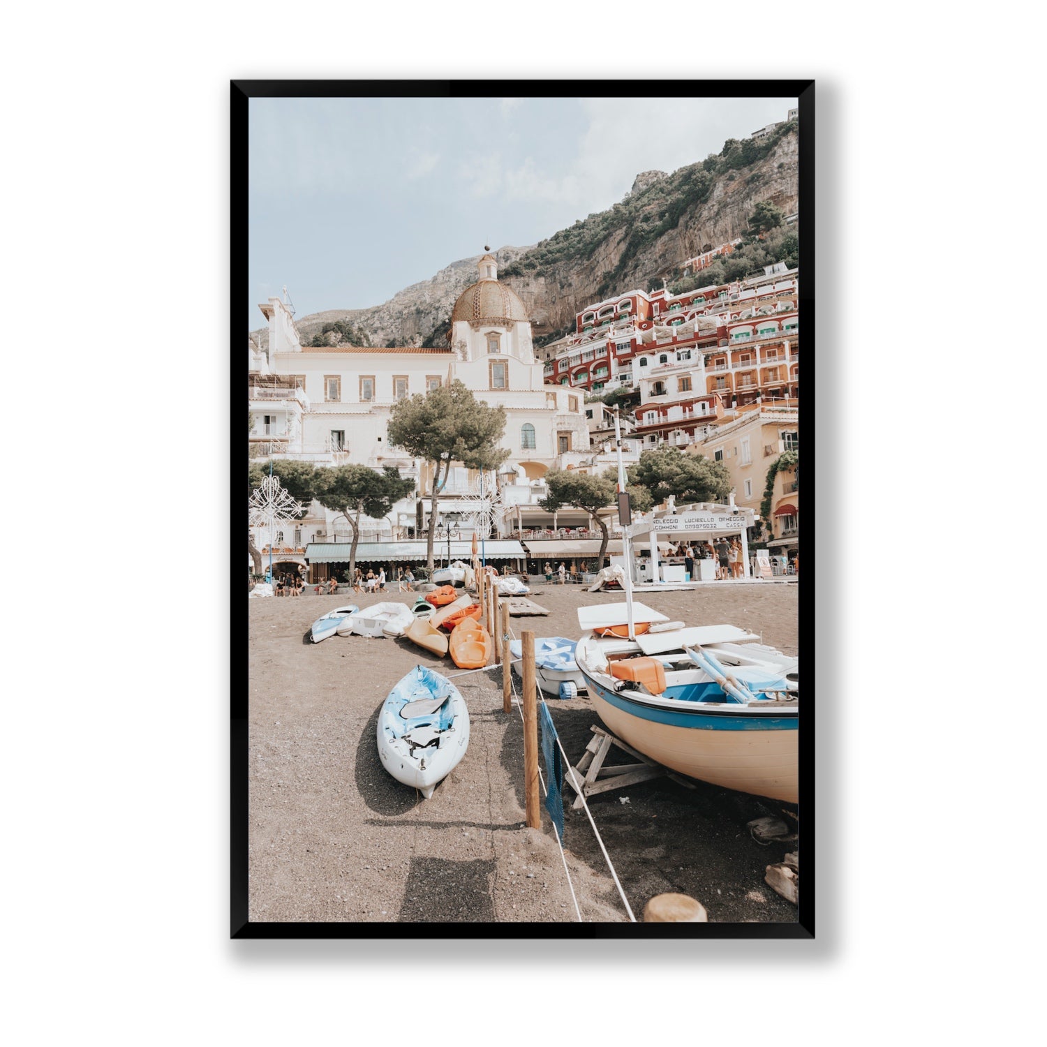 Seaside Hues Positano wall art Statement full-bleed fine art print in black frame