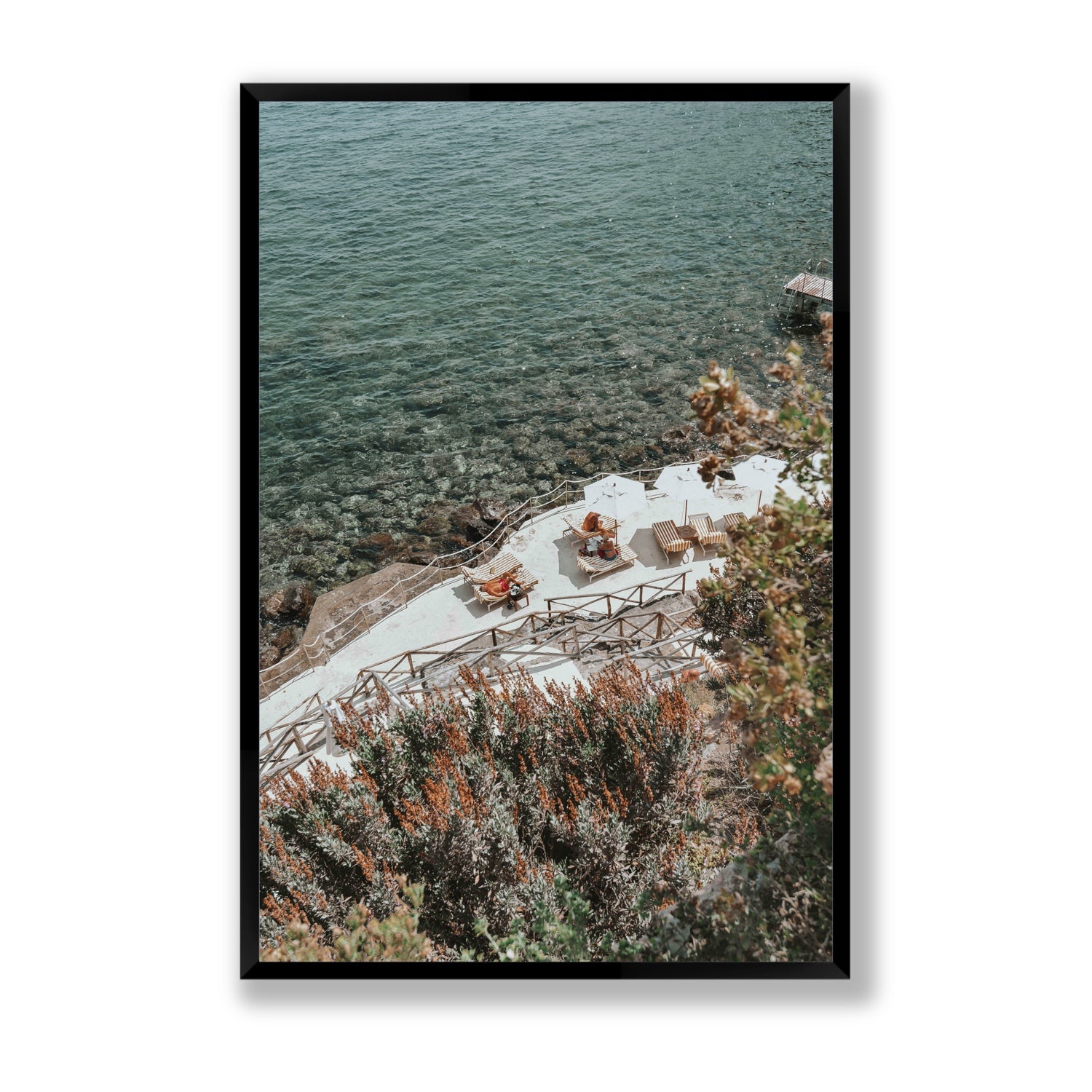 Hidden Gem Tuscany coastal wall art Statement full-bleed fine art print in black frame
