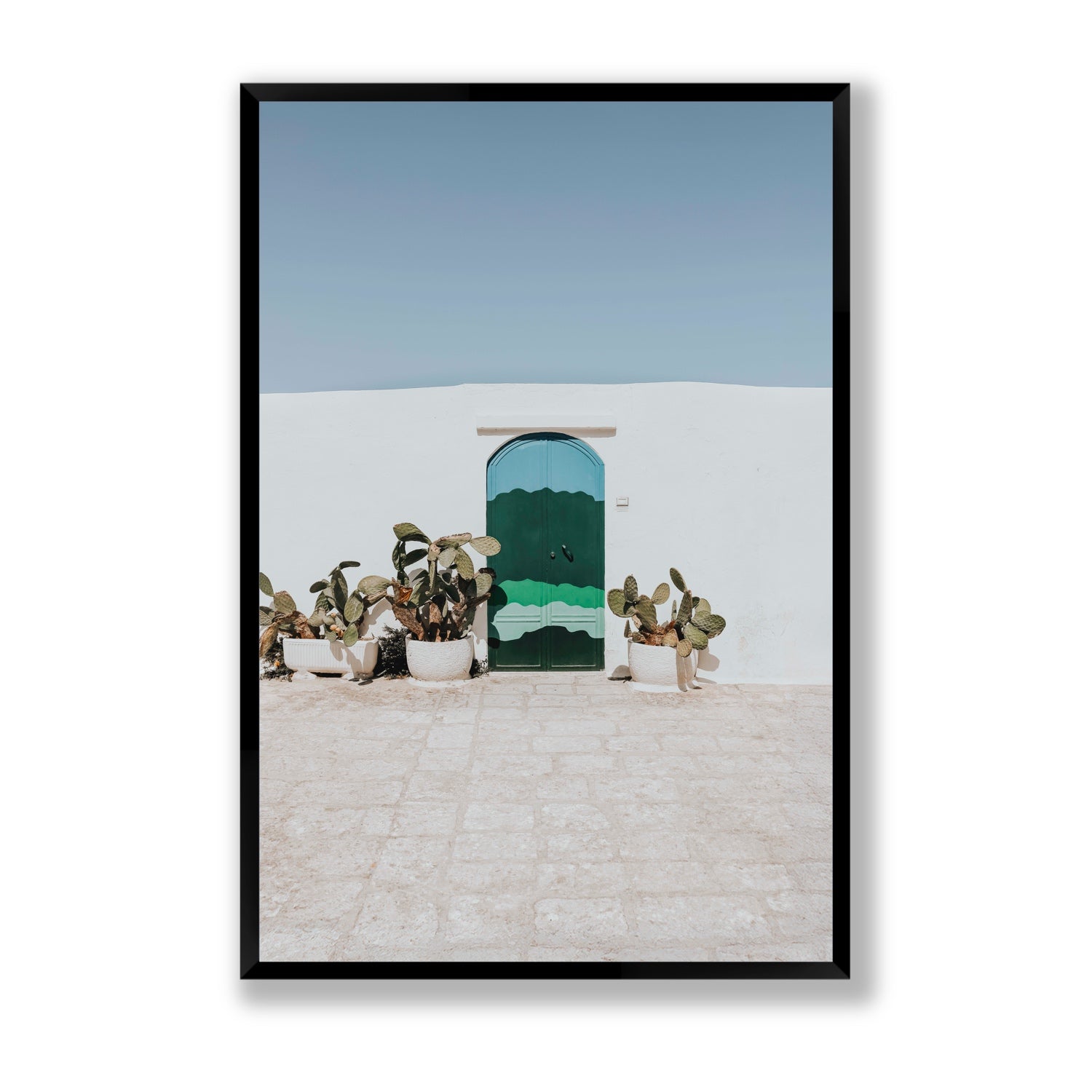 Imaginary Exit Puglia Mediterranean wall art Statement full-bleed fine art print in black frame