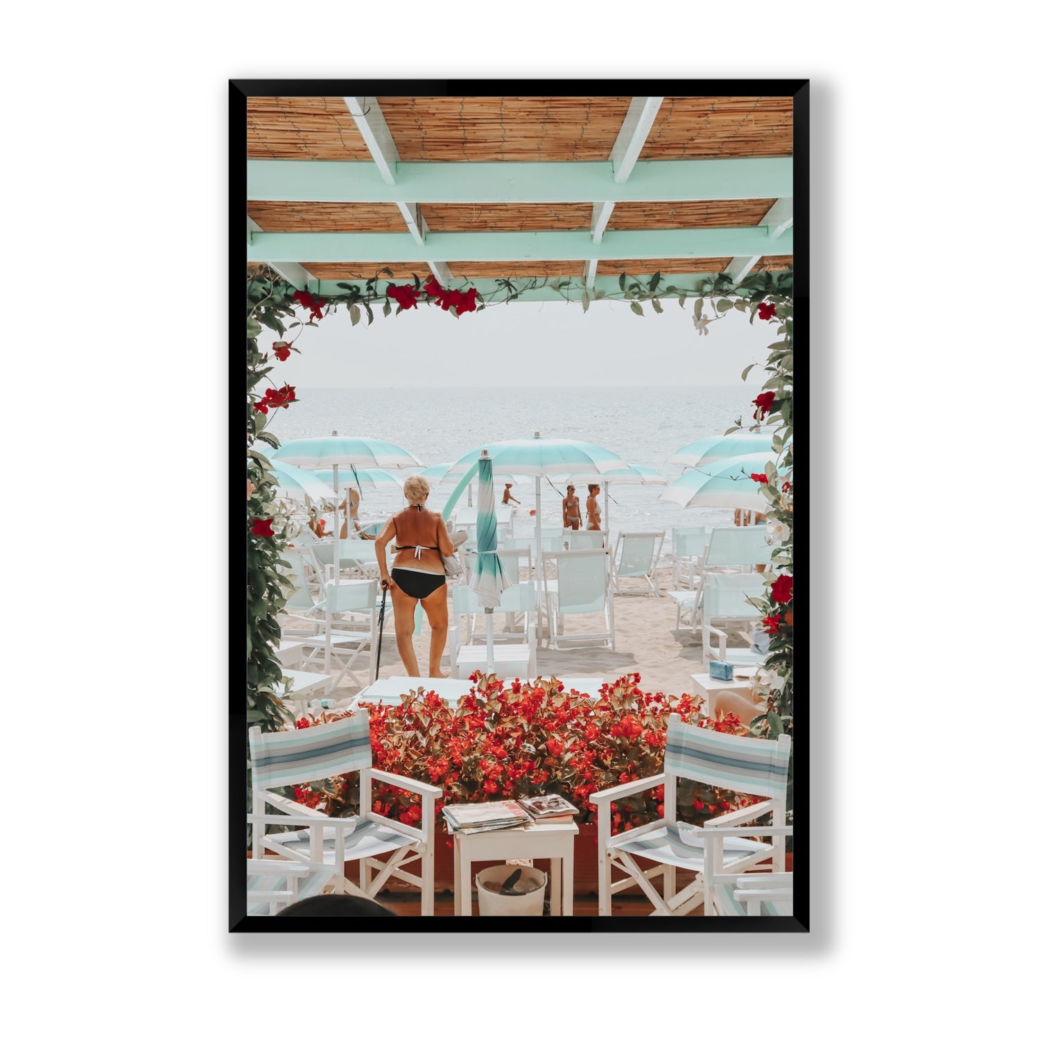 Nonna's Italian Escape Alassio Italian wall art Statement full-bleed fine art print in black frame