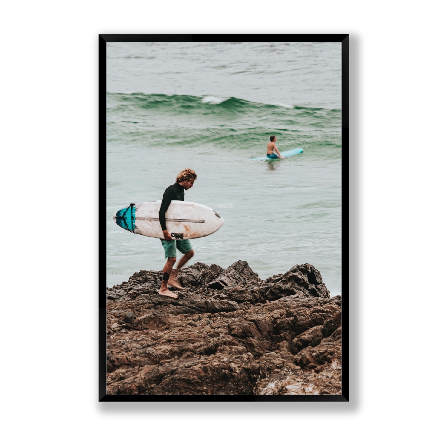 Not All Who Wander Are Lost Byron Bay Surf wall art Statement full-bleed fine art print in black frame